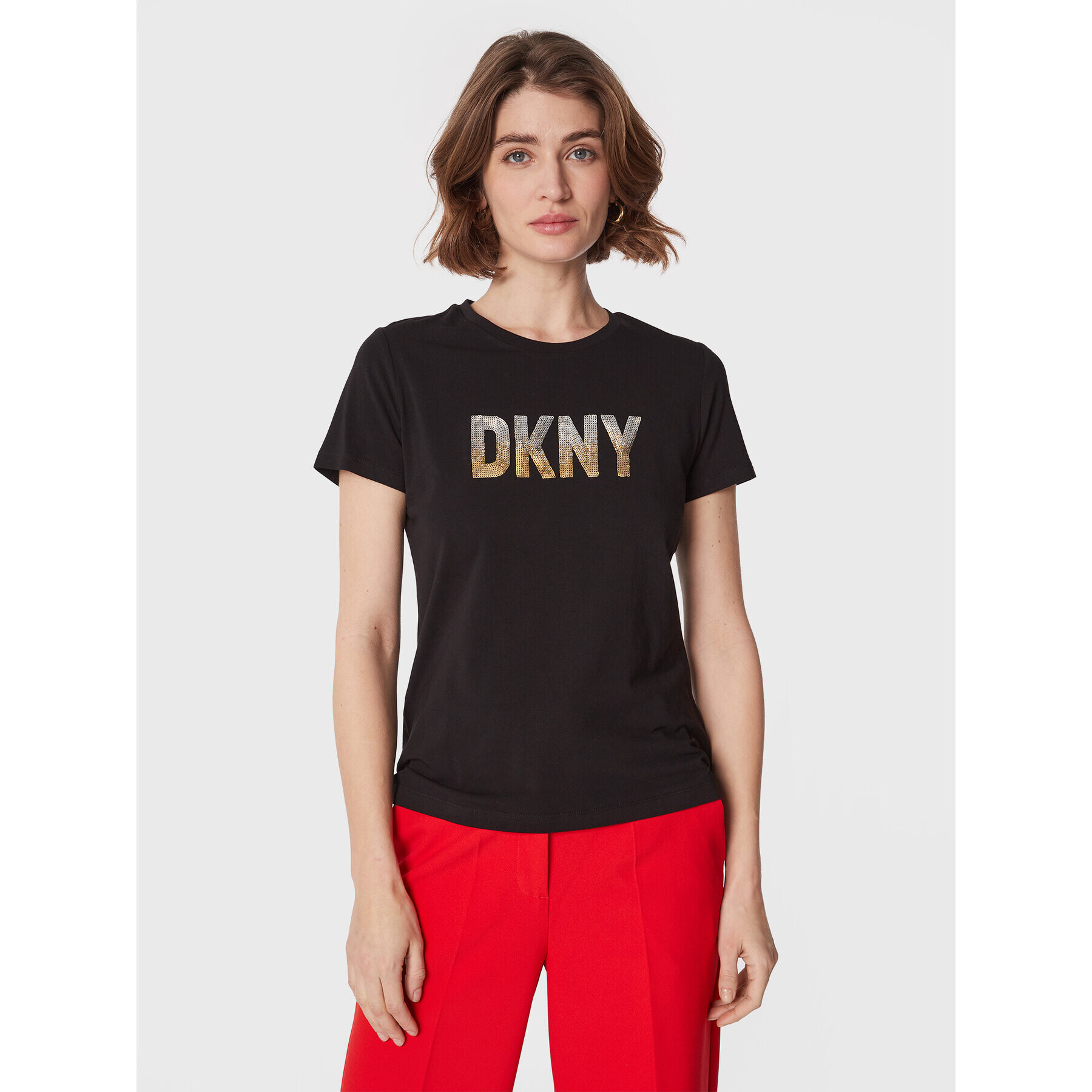 DKNY Tričko P2MH7OMQ Čierna Regular Fit - Pepit.sk