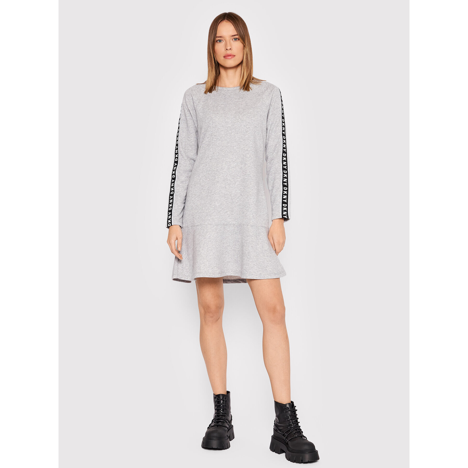 DKNY Úpletové šaty DD1GD244 Sivá Relaxed Fit - Pepit.sk