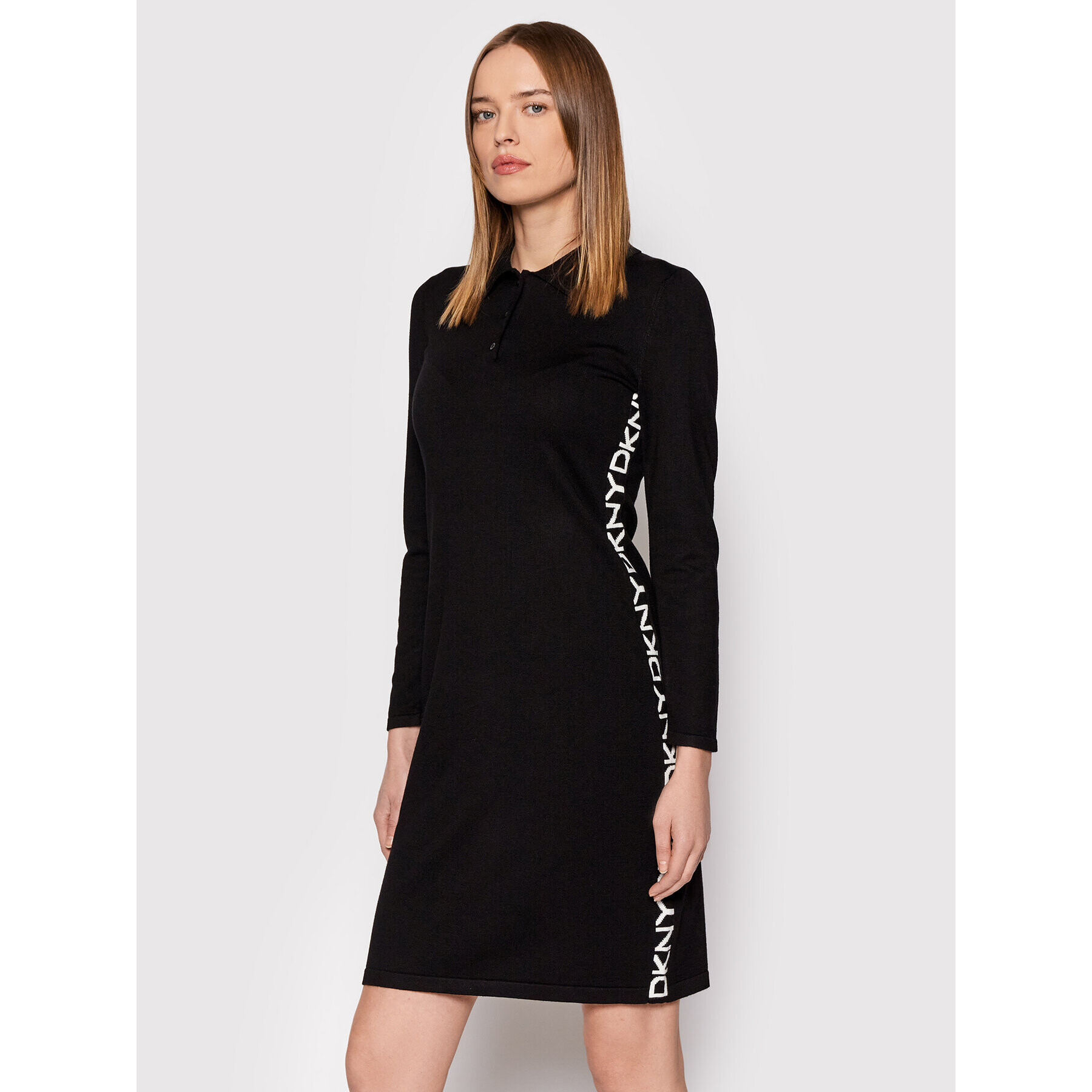 DKNY Úpletové šaty DD1JN287 Čierna Regular Fit - Pepit.sk