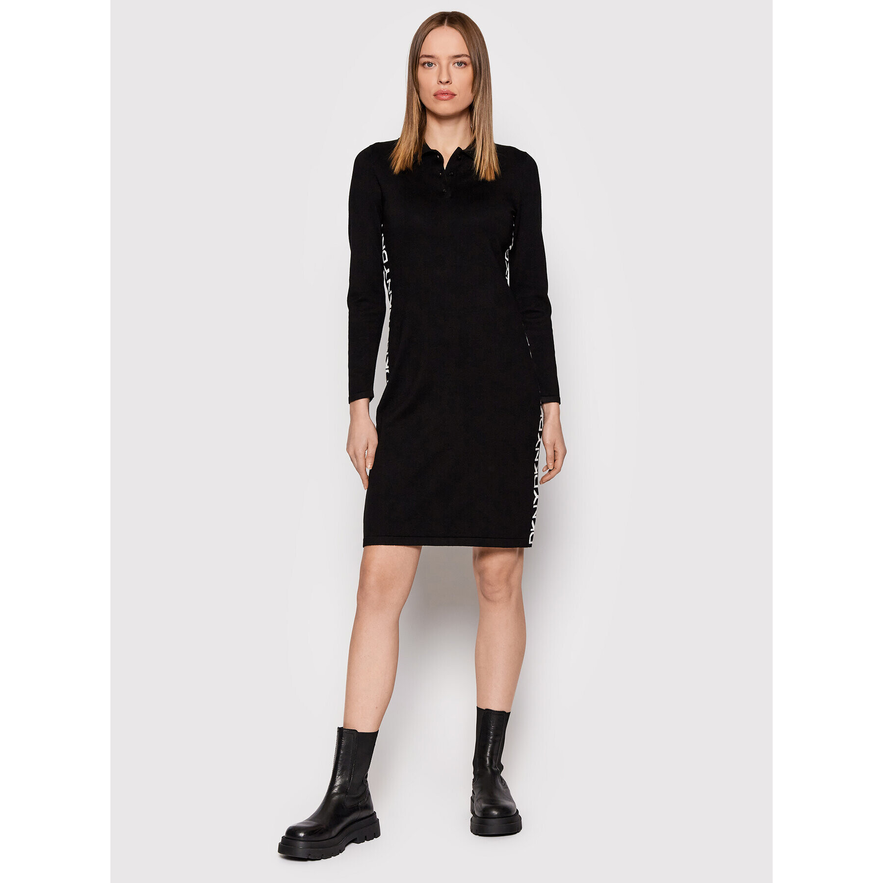 DKNY Úpletové šaty DD1JN287 Čierna Regular Fit - Pepit.sk