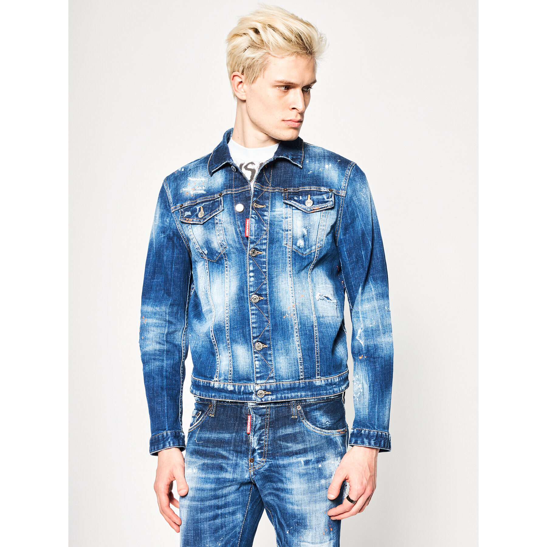 Dsquared2 Džínsová bunda Macchia Dan Denim S74AM1027.S30342 Tmavomodrá Regular Fit - Pepit.sk