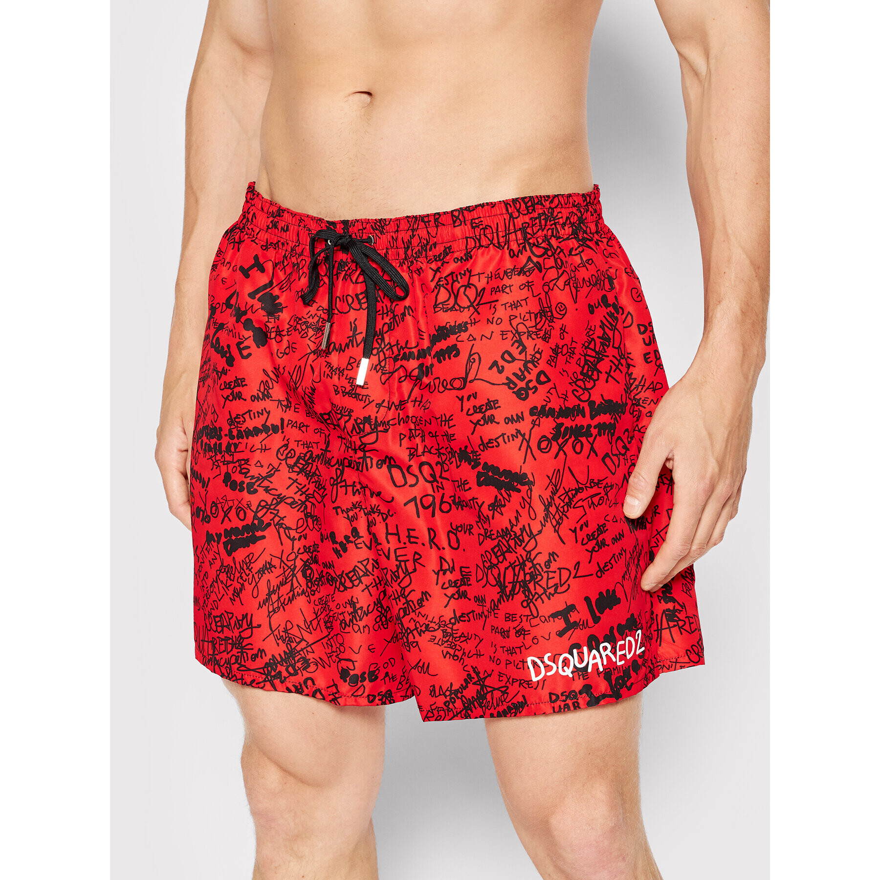 Dsquared2 Underwear Plavecké šortky Scribbles Midi D7B544190 Červená Regular Fit - Pepit.sk