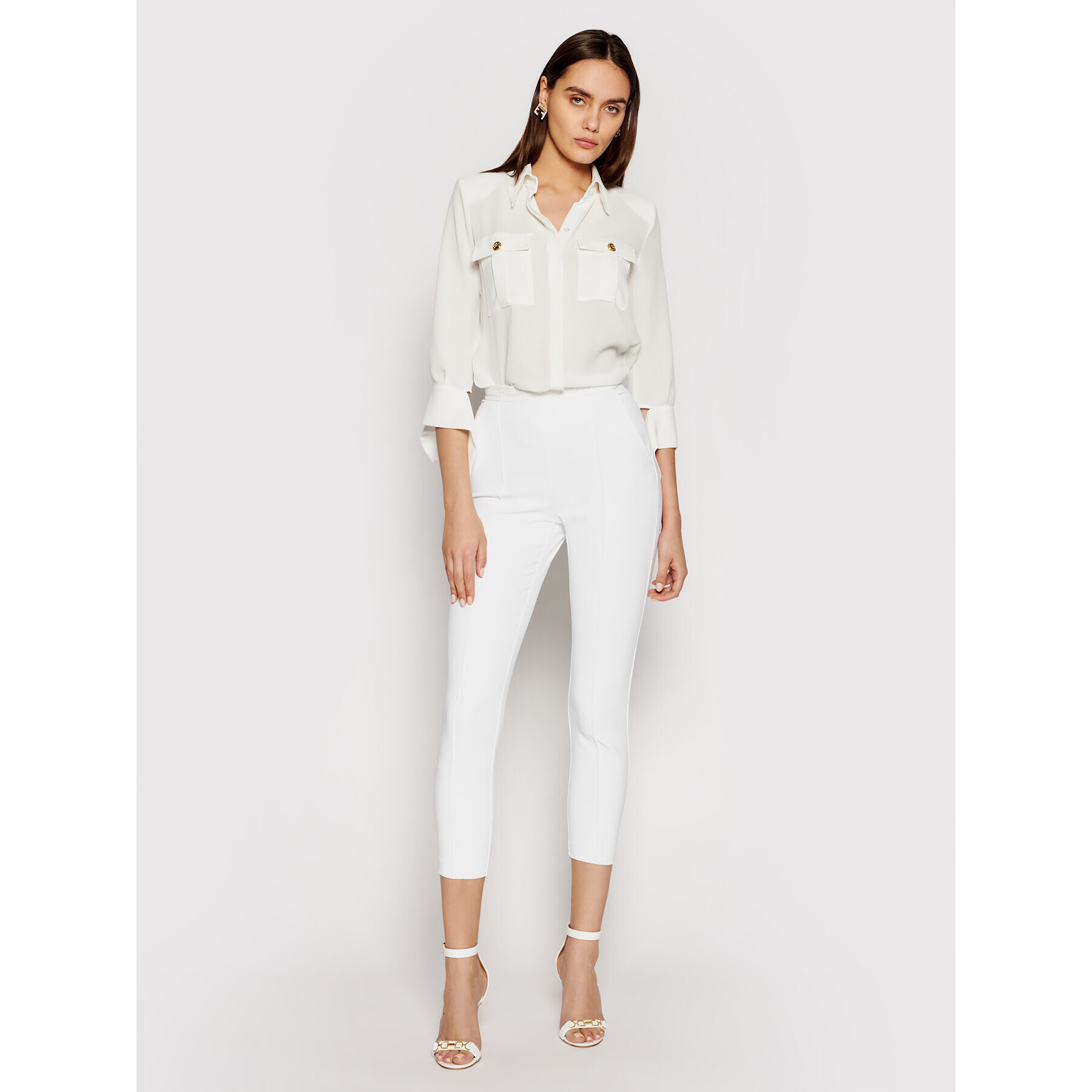 Elisabetta Franchi Chino nohavice PA-337-11E2-V280 Biela Cigarette Fit - Pepit.sk