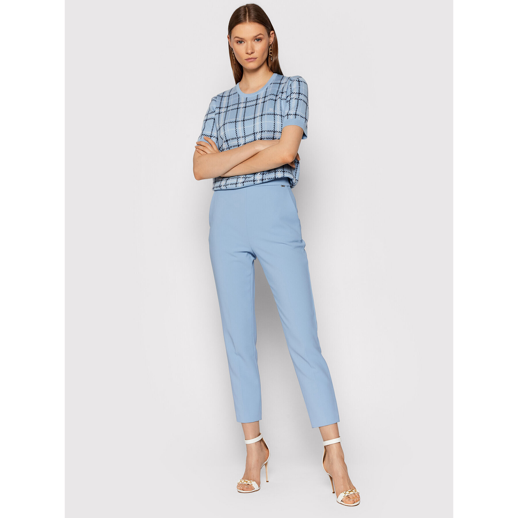 Elisabetta Franchi Chino nohavice PA-390-16E2-V240 Modrá Slim Fit - Pepit.sk