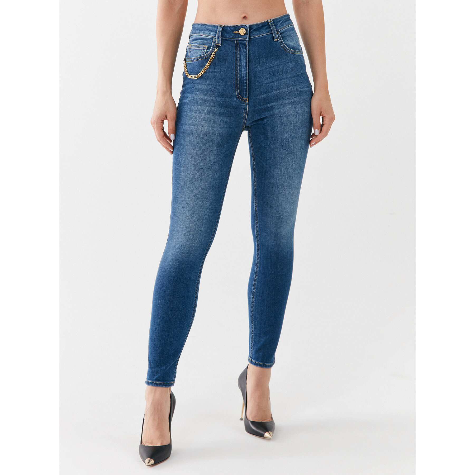 Elisabetta Franchi Džínsy PJ-20S-36E2-V320 Tmavomodrá Skinny Fit - Pepit.sk