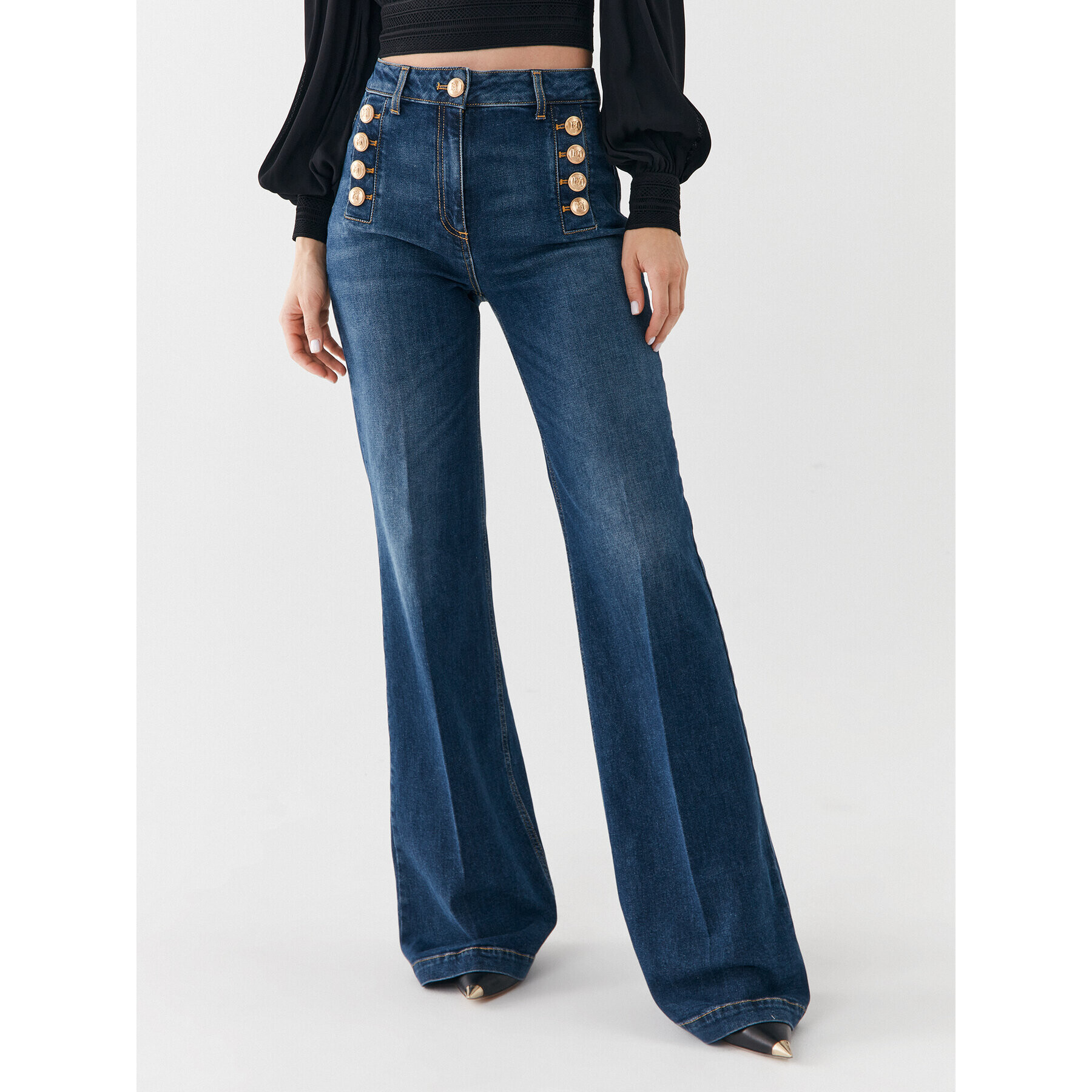 Elisabetta Franchi Džínsy PJ-29D-36E2-V440 Tmavomodrá Bootcut Fit - Pepit.sk