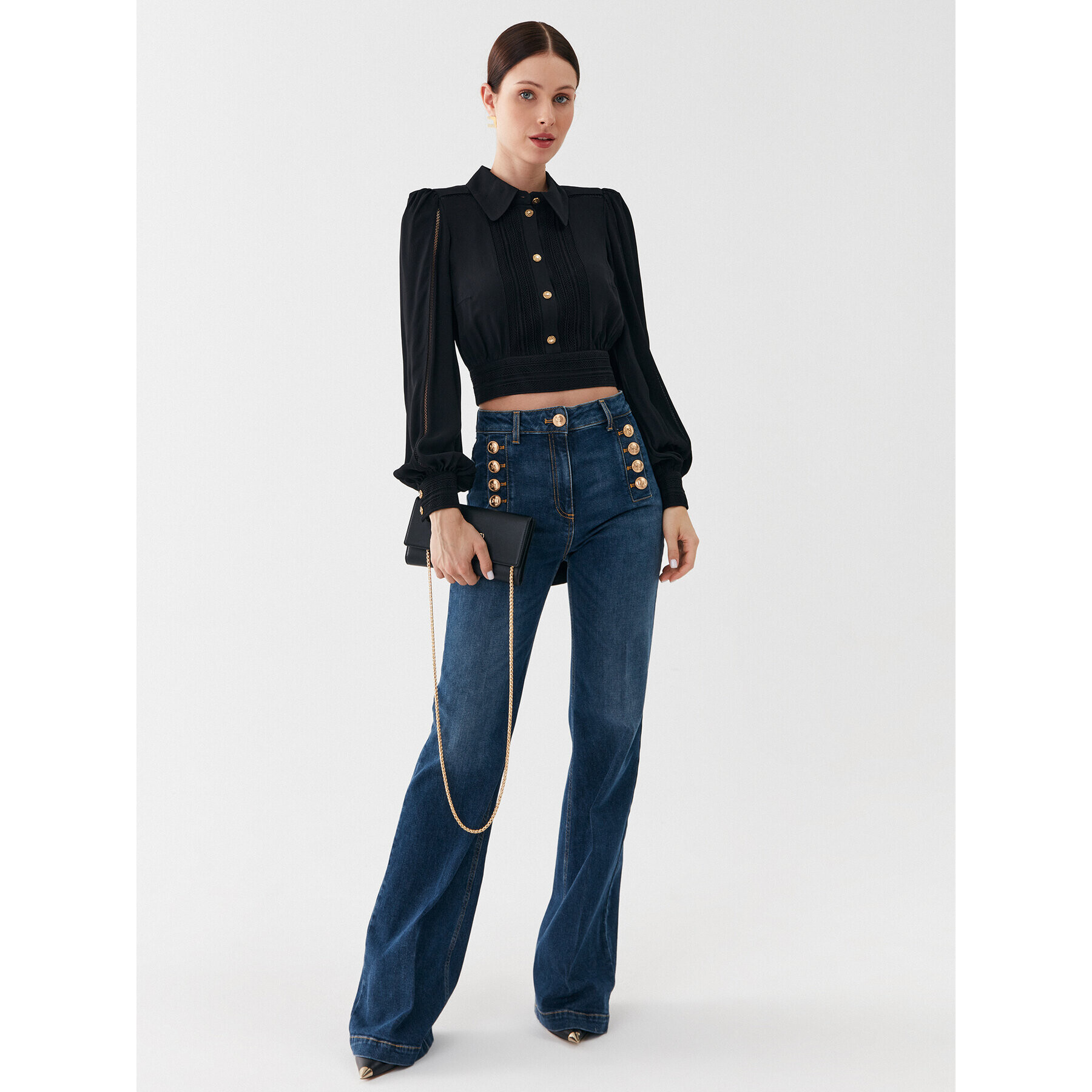 Elisabetta Franchi Džínsy PJ-29D-36E2-V440 Tmavomodrá Bootcut Fit - Pepit.sk