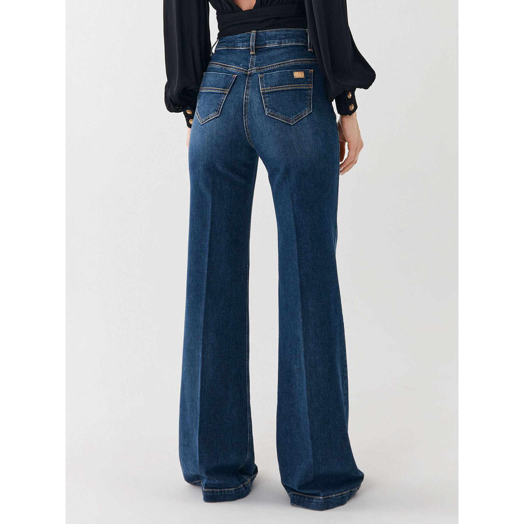 Elisabetta Franchi Džínsy PJ-29D-36E2-V440 Tmavomodrá Bootcut Fit - Pepit.sk