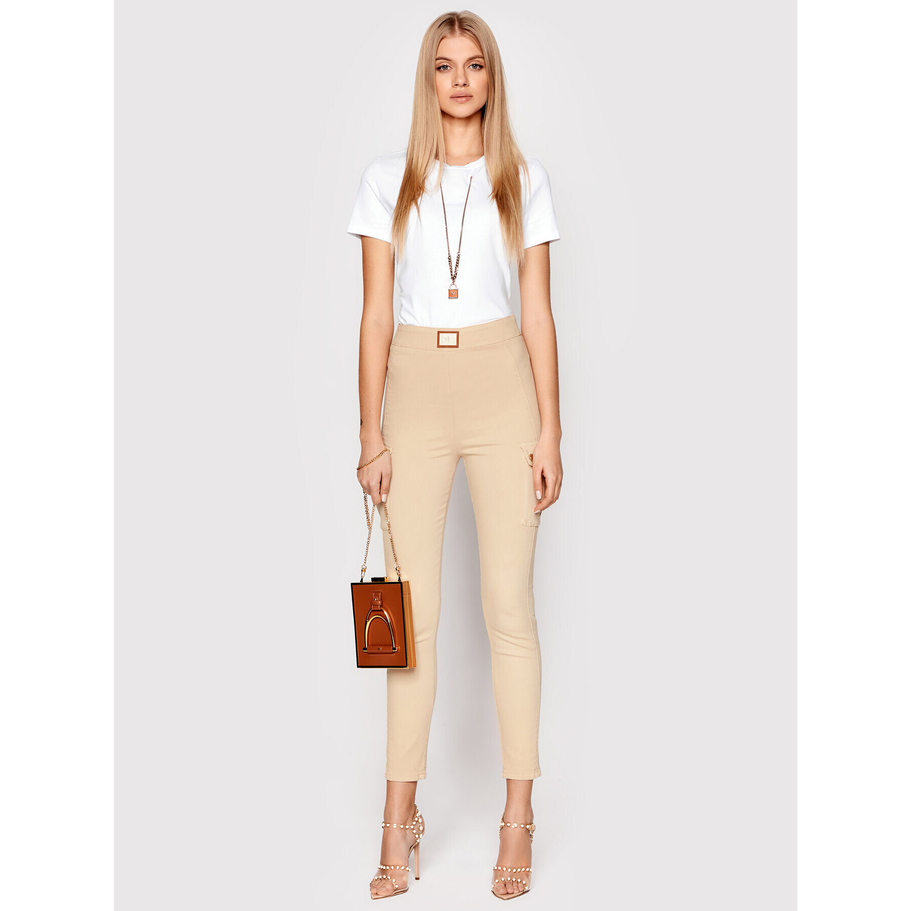 Elisabetta Franchi Džínsy PJ-32S-21E2-V300 Béžová Skinny Fit - Pepit.sk