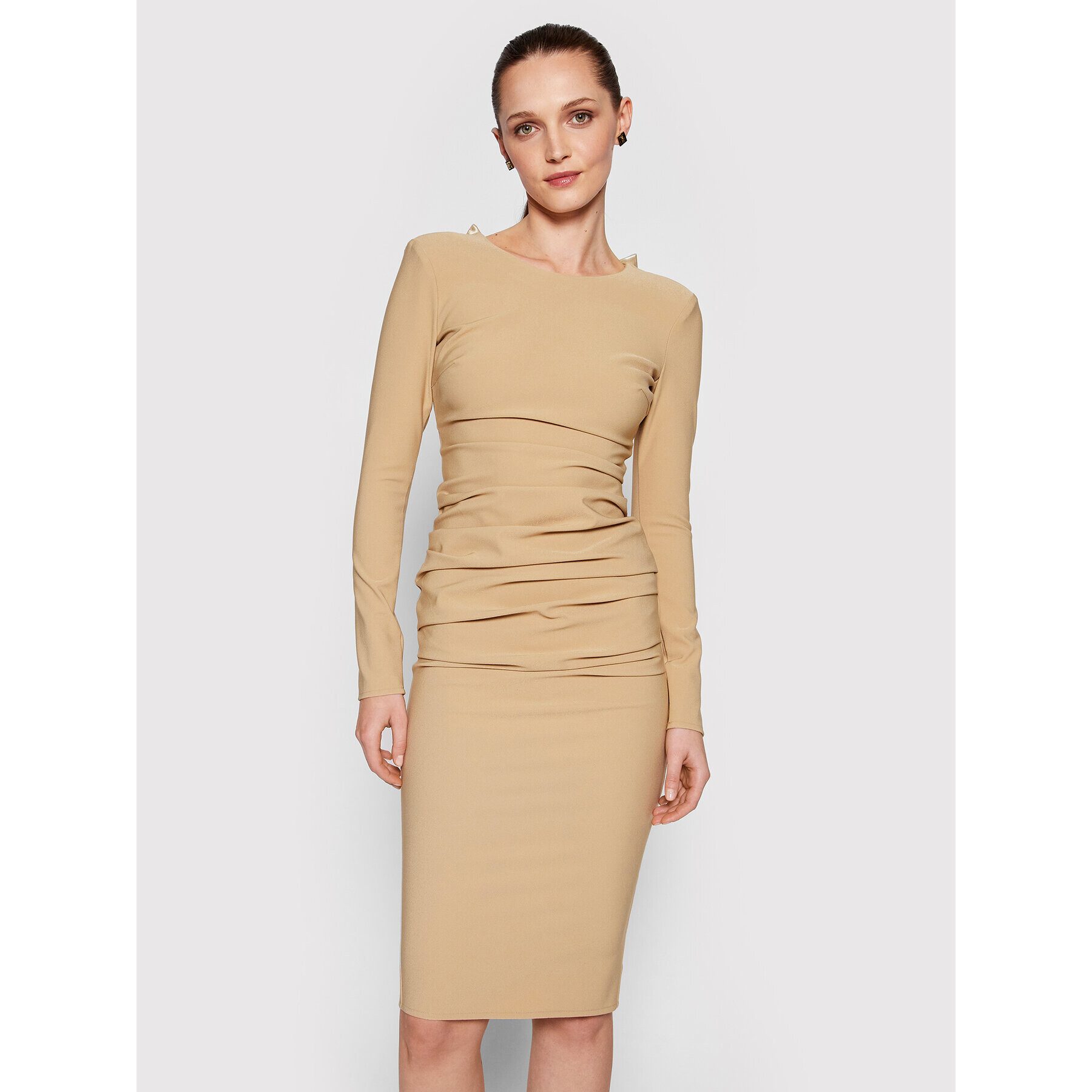 Elisabetta Franchi Koktejlové šaty AB-008-16E3-V380 Béžová Slim Fit - Pepit.sk