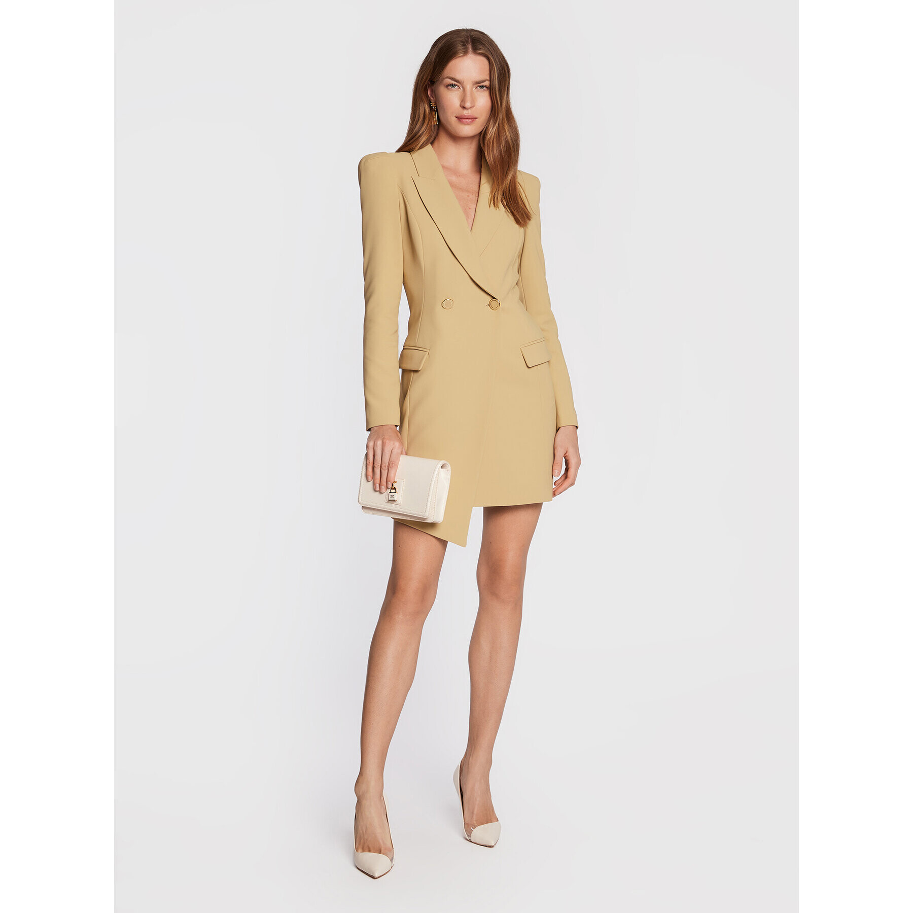 Elisabetta Franchi Koktejlové šaty AB-161-26E2-V460 Béžová Slim Fit - Pepit.sk