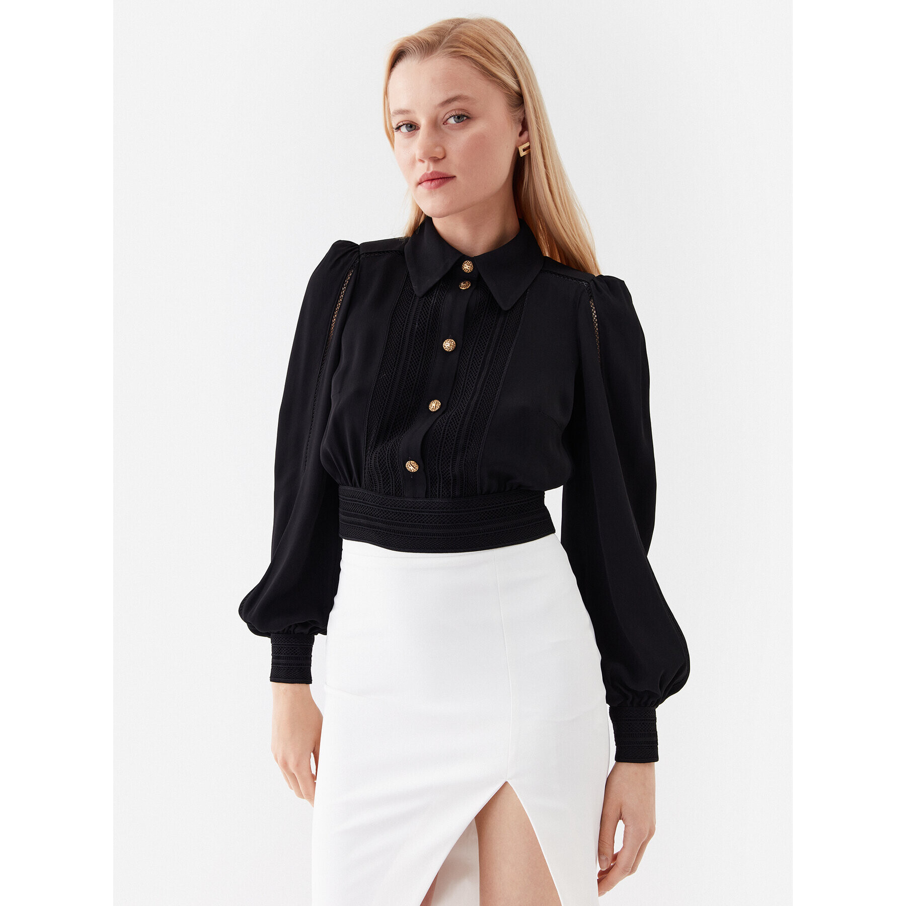 Elisabetta Franchi Košeľa CA-044-32E2-V390 Čierna Regular Fit - Pepit.sk