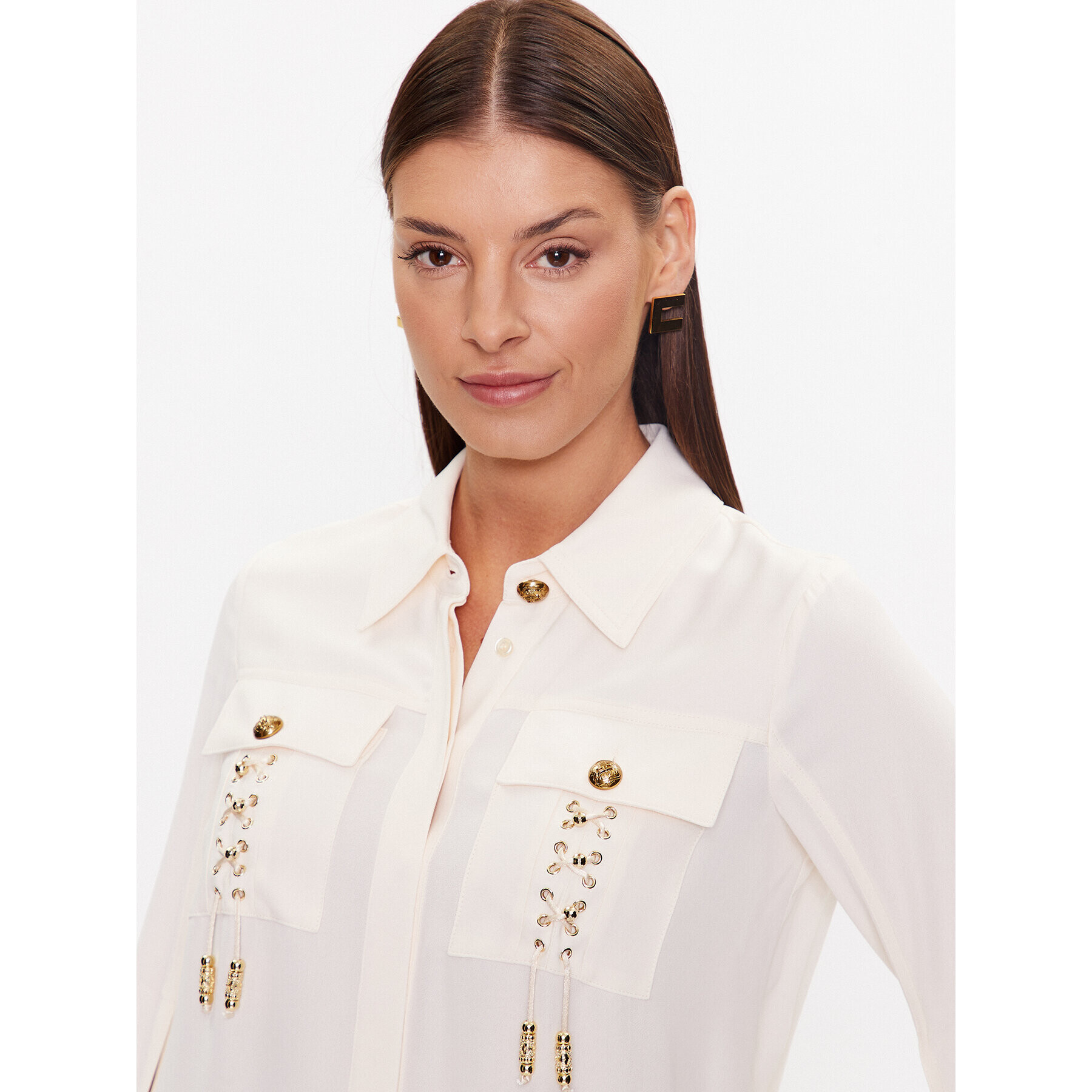 Elisabetta Franchi Košeľa CA-047-32E2-V380 Écru Regular Fit - Pepit.sk