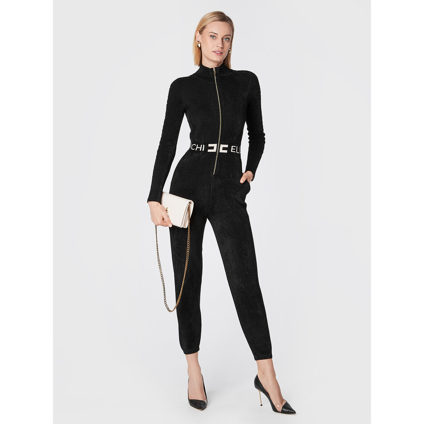 Elisabetta Franchi Overal KT-19S-26E2-V520 Čierna Slim Fit - Pepit.sk