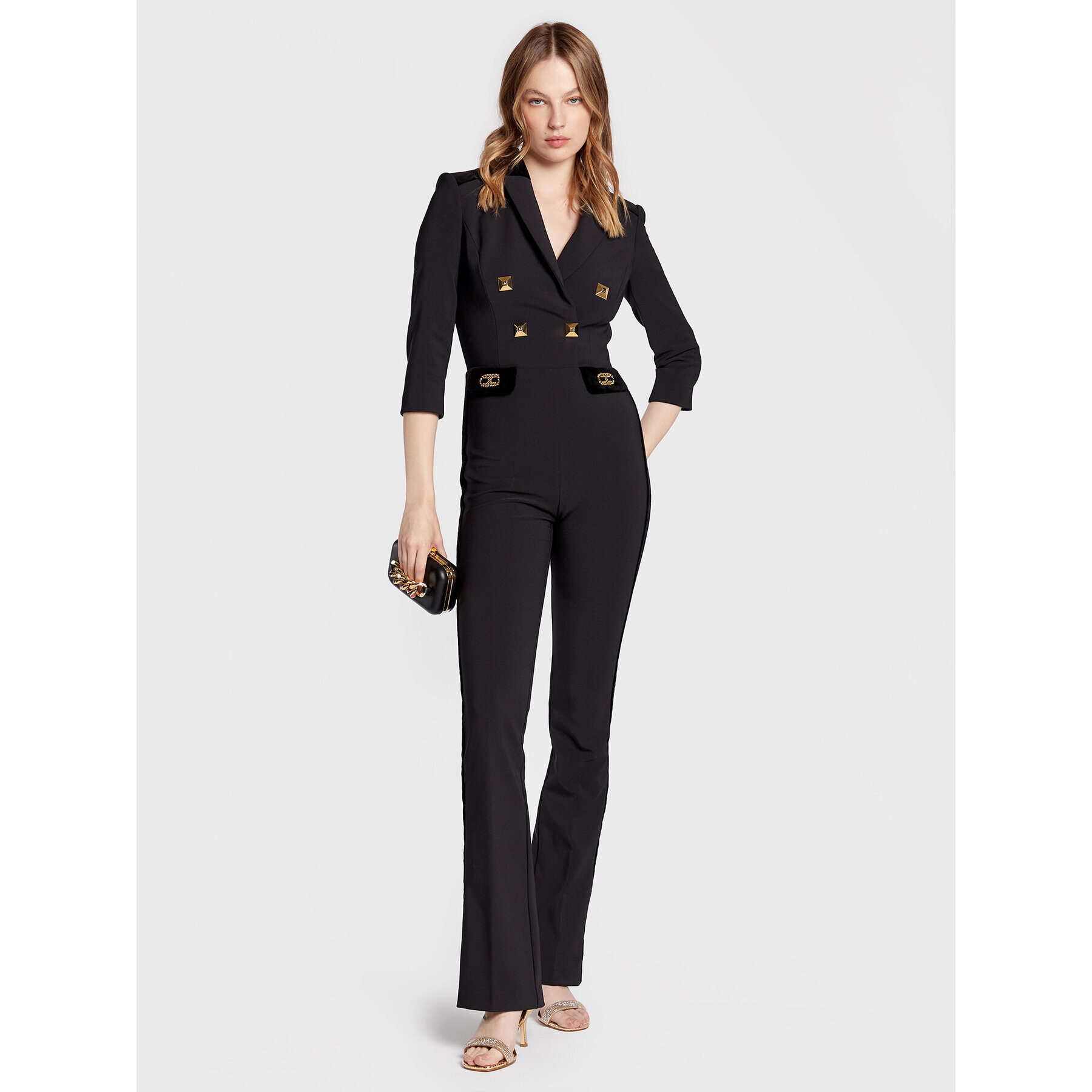 Elisabetta Franchi Overal TU-008-27E2-V600 Čierna Slim Fit - Pepit.sk