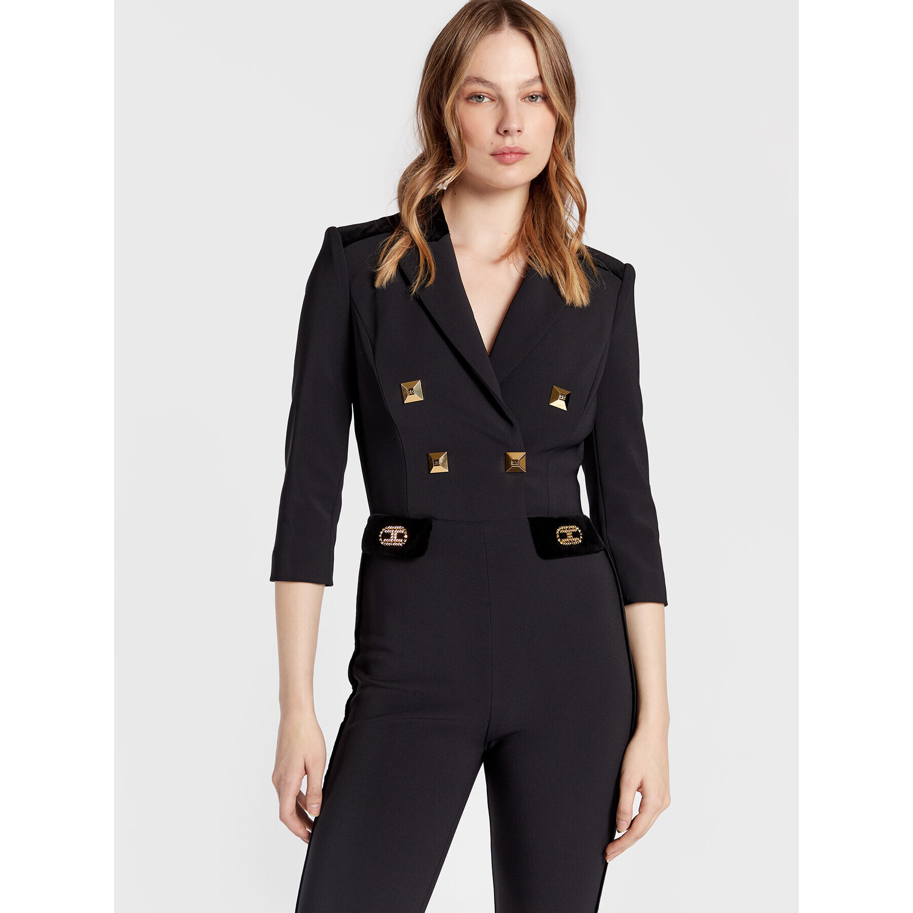 Elisabetta Franchi Overal TU-008-27E2-V600 Čierna Slim Fit - Pepit.sk