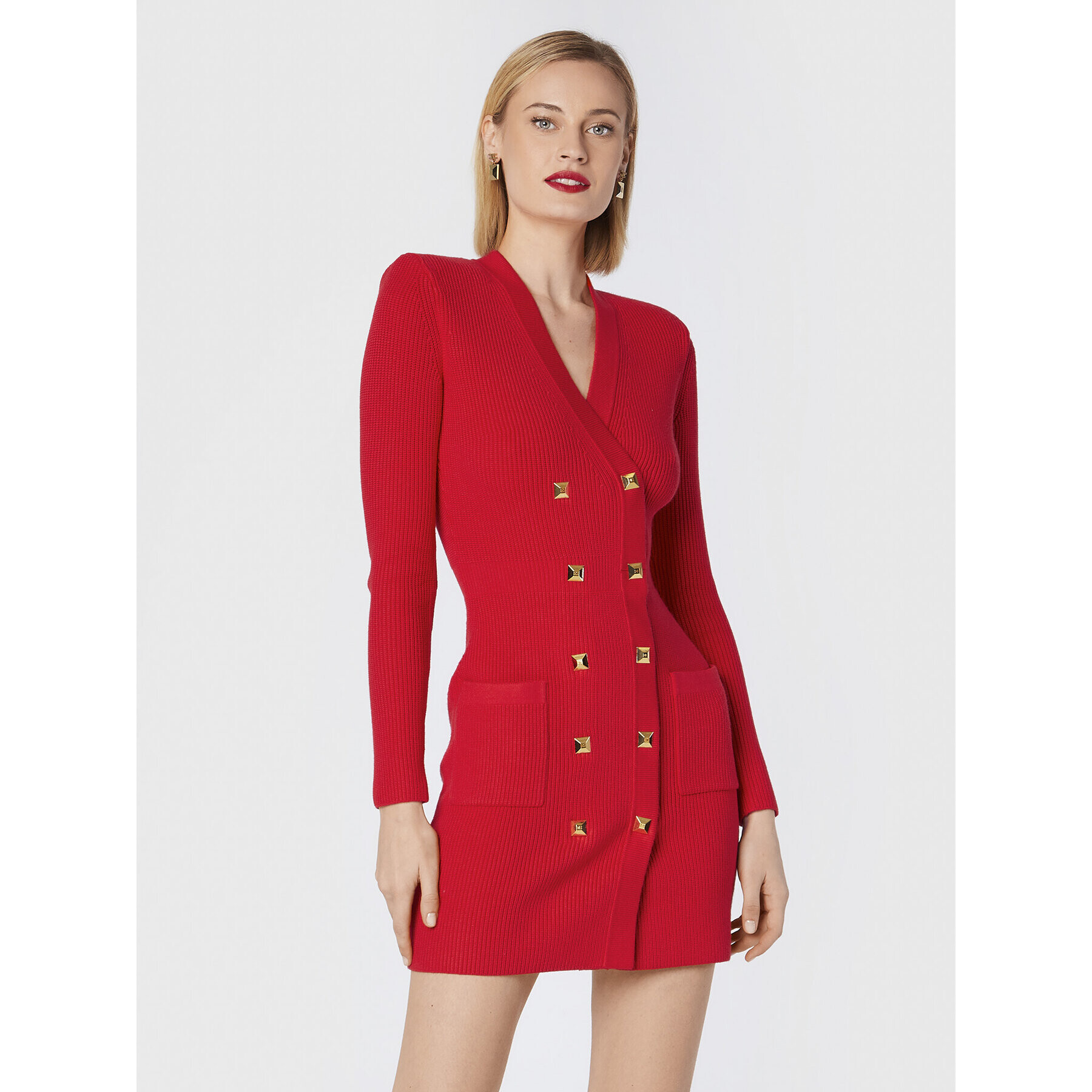 Elisabetta Franchi Úpletové šaty AM-39S-26E2-V500 Červená Slim Fit - Pepit.sk