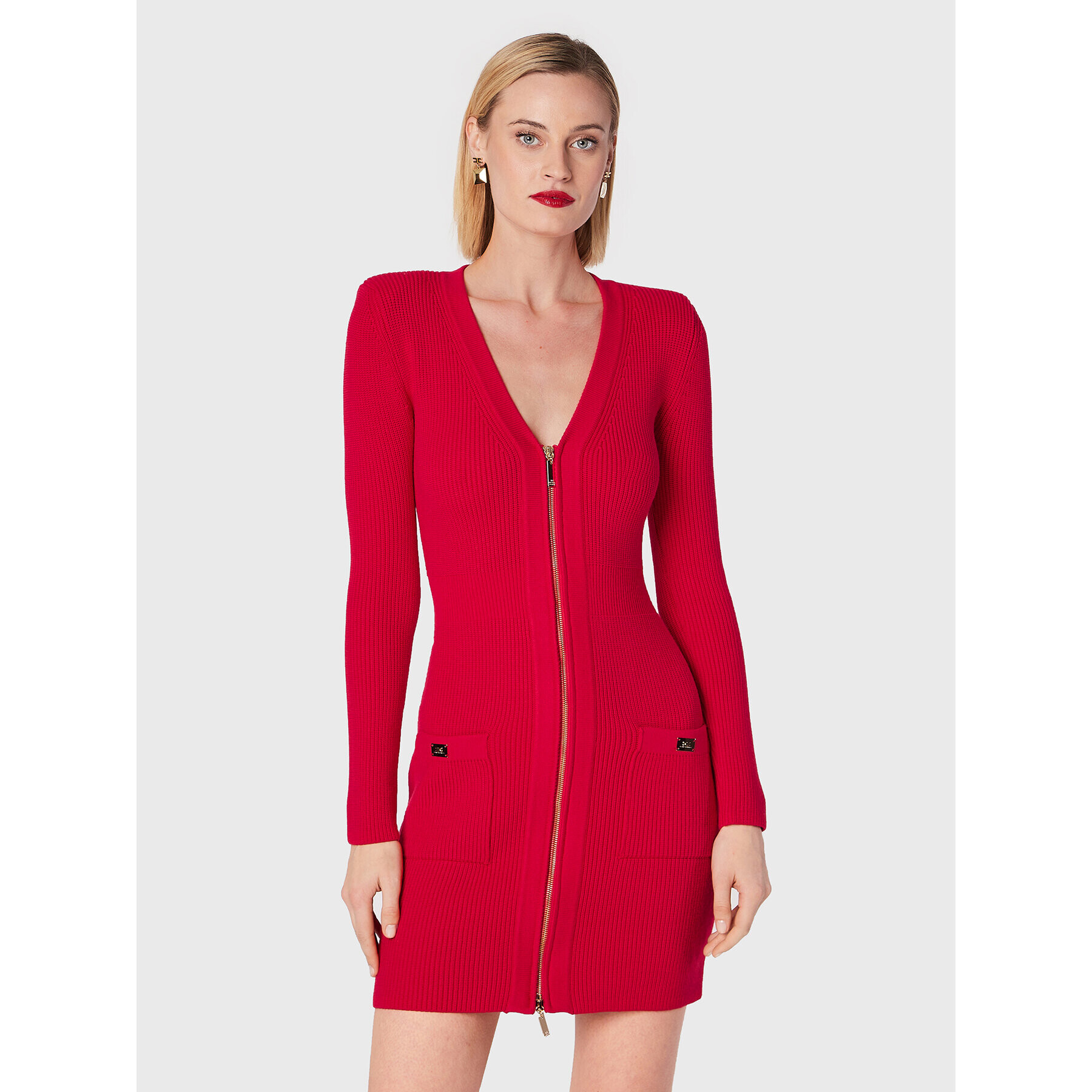 Elisabetta Franchi Úpletové šaty AM-65T-26E2-V550 Červená Slim Fit - Pepit.sk