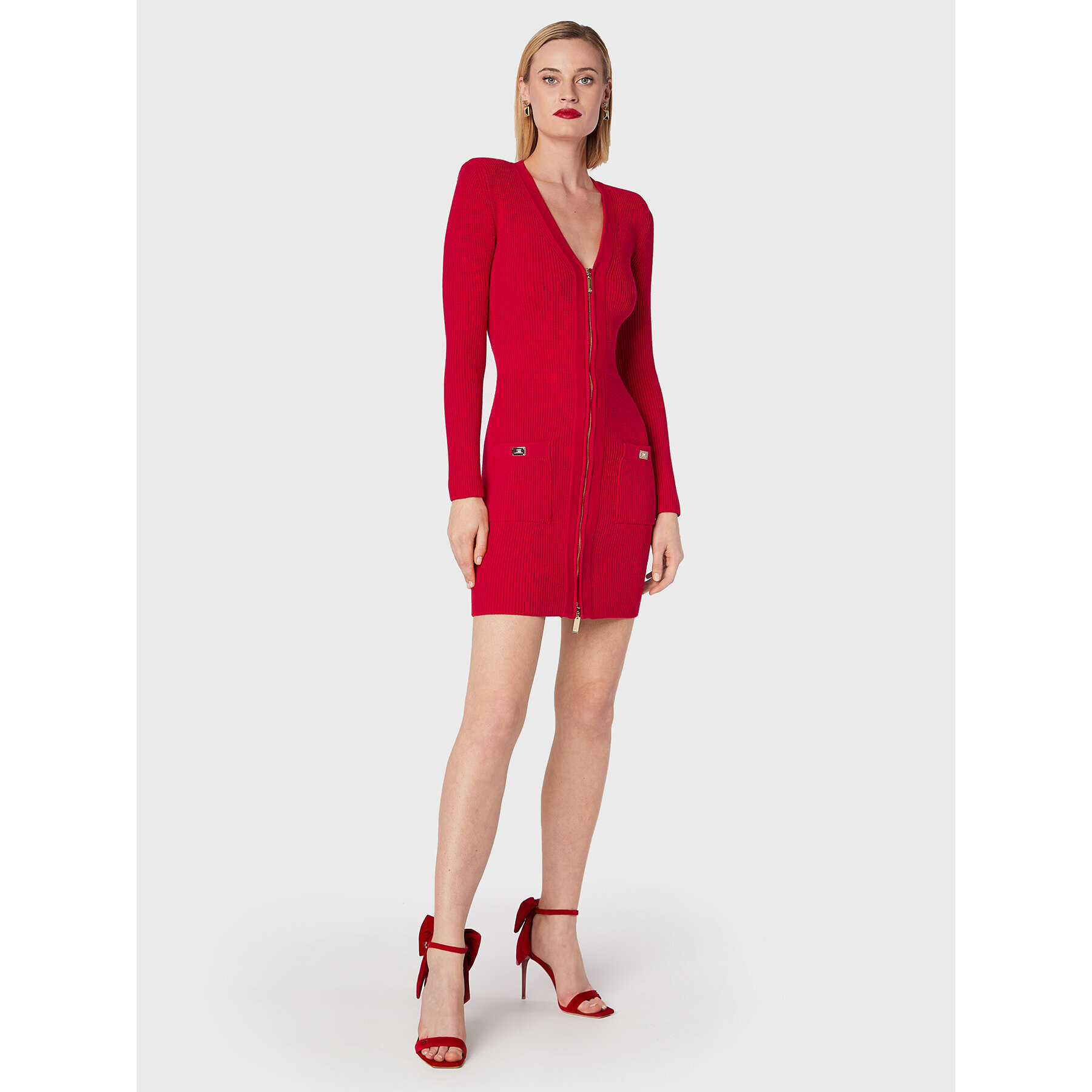 Elisabetta Franchi Úpletové šaty AM-65T-26E2-V550 Červená Slim Fit - Pepit.sk