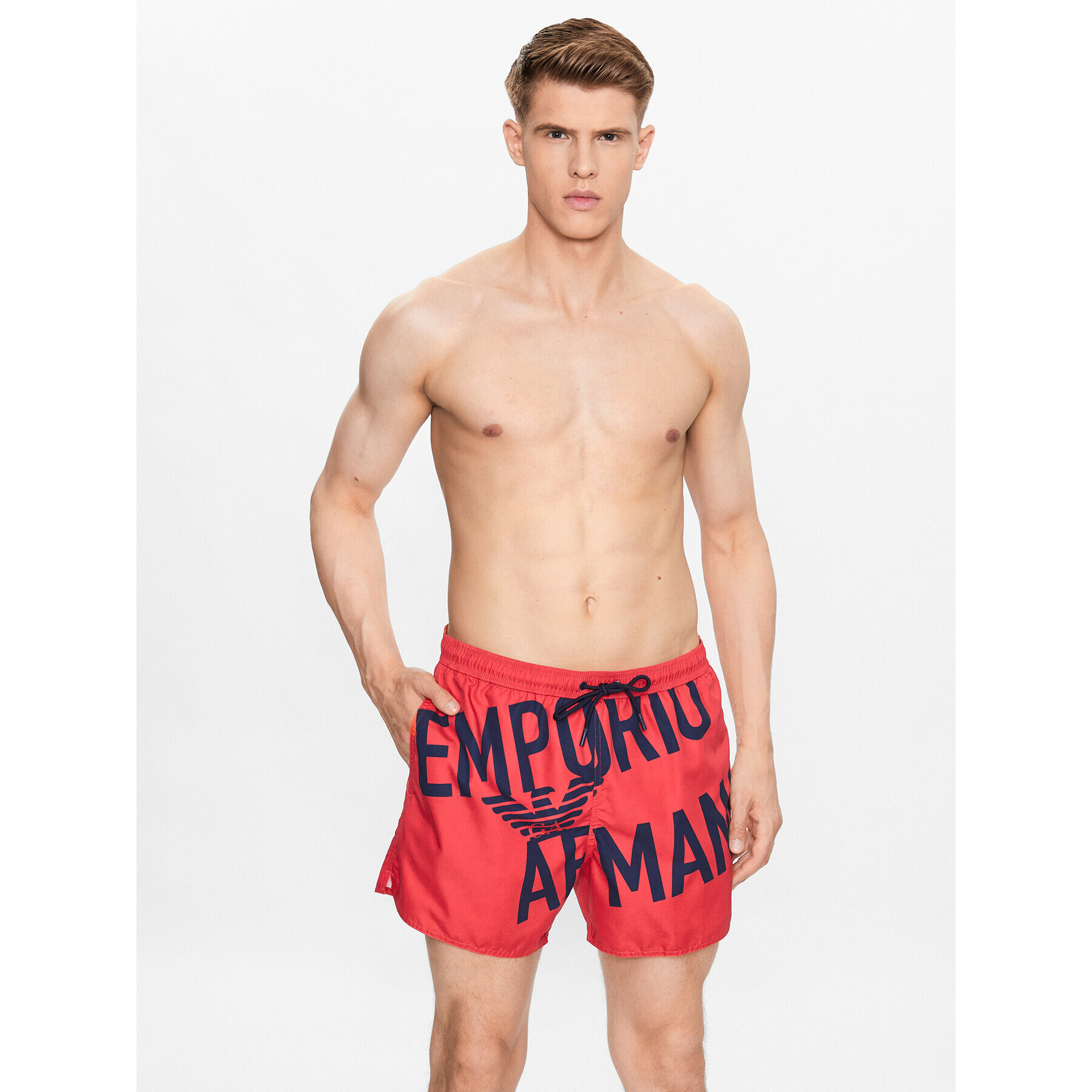 Emporio Armani Plavecké šortky 211740 3R424 21875 Červená Regular Fit - Pepit.sk