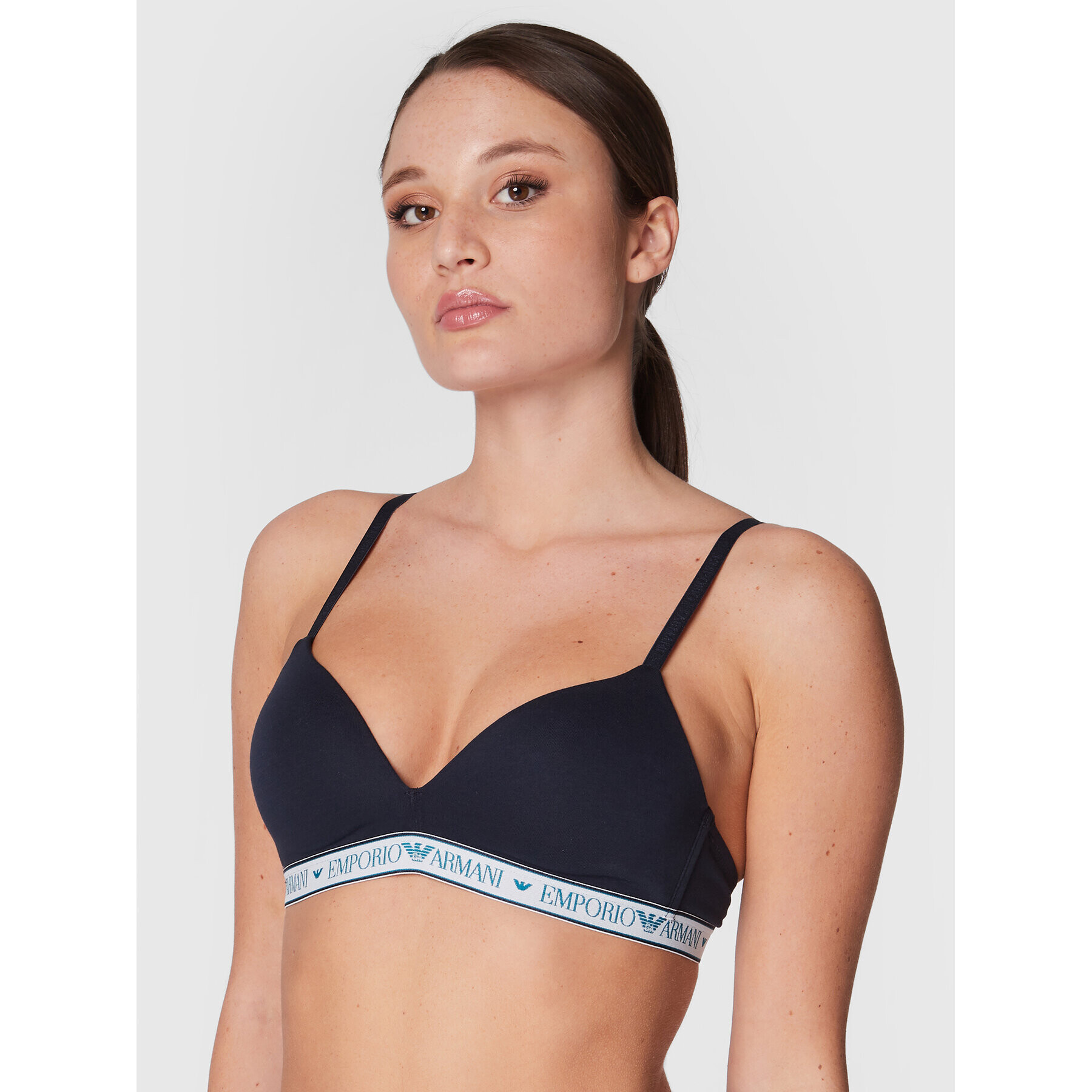 Emporio Armani Underwear Podprsenka bez kostíc 164410 2F227 00135 Tmavomodrá - Pepit.sk