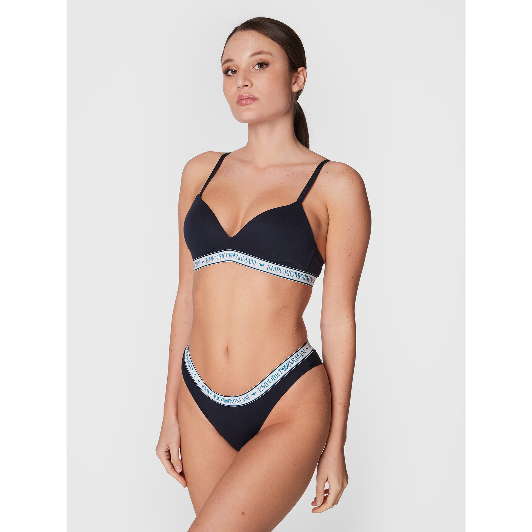 Emporio Armani Underwear Podprsenka bez kostíc 164410 2F227 00135 Tmavomodrá - Pepit.sk