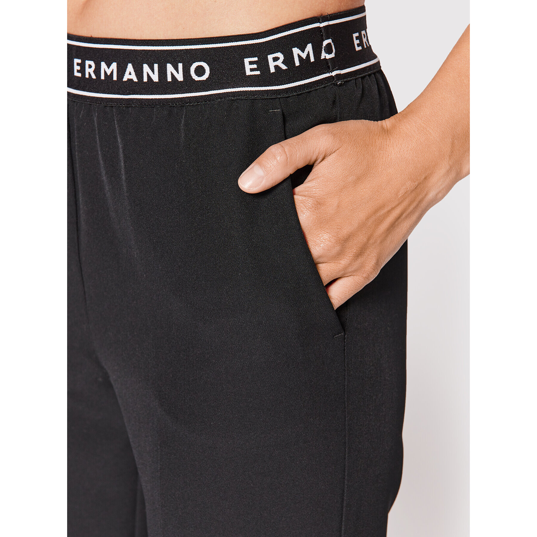 Ermanno Firenze Bavlnené nohavice P024E26 Čierna Regular Fit - Pepit.sk