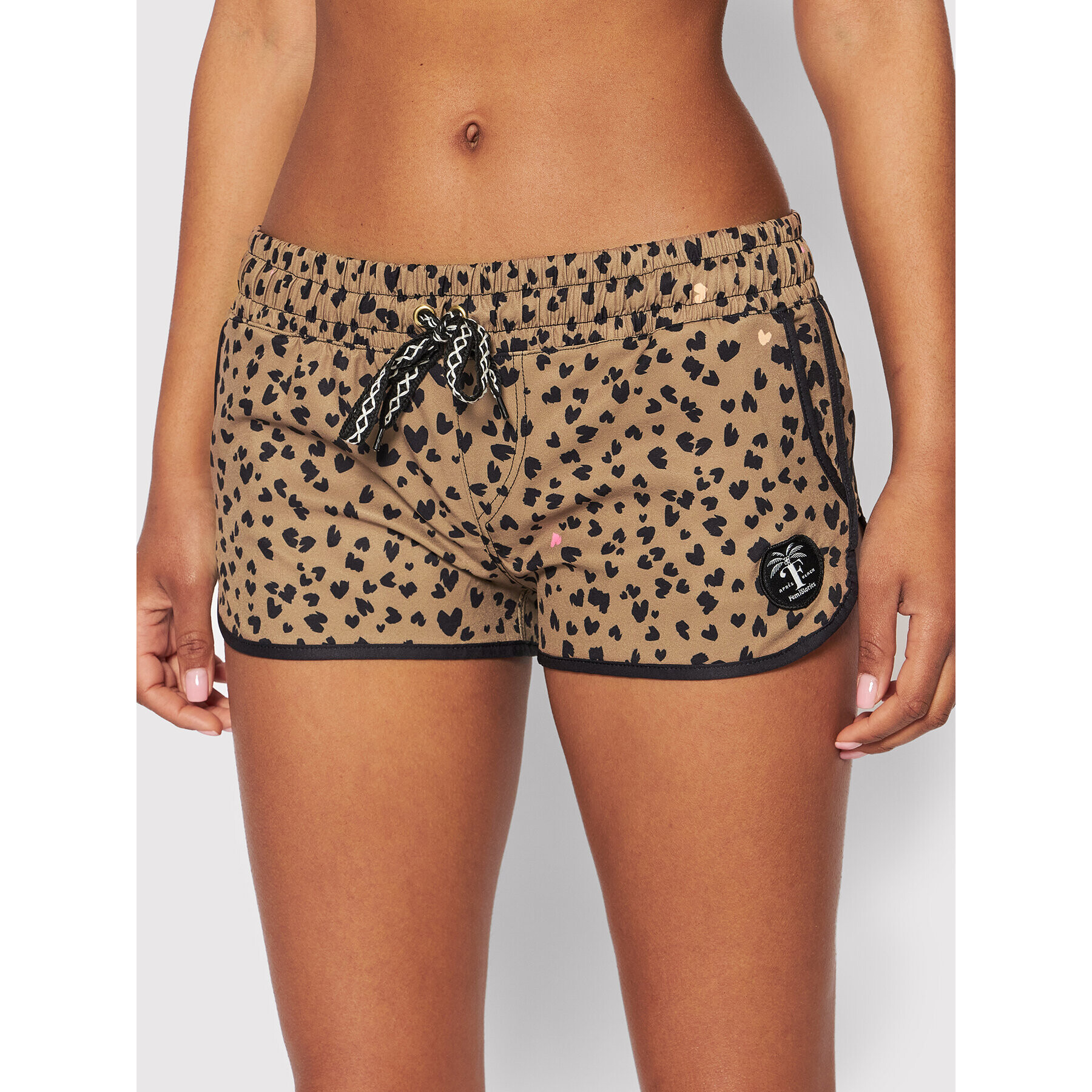 Femi Stories Plážové šortky Lili Brown Leopard Hnedá Regular Fit - Pepit.sk