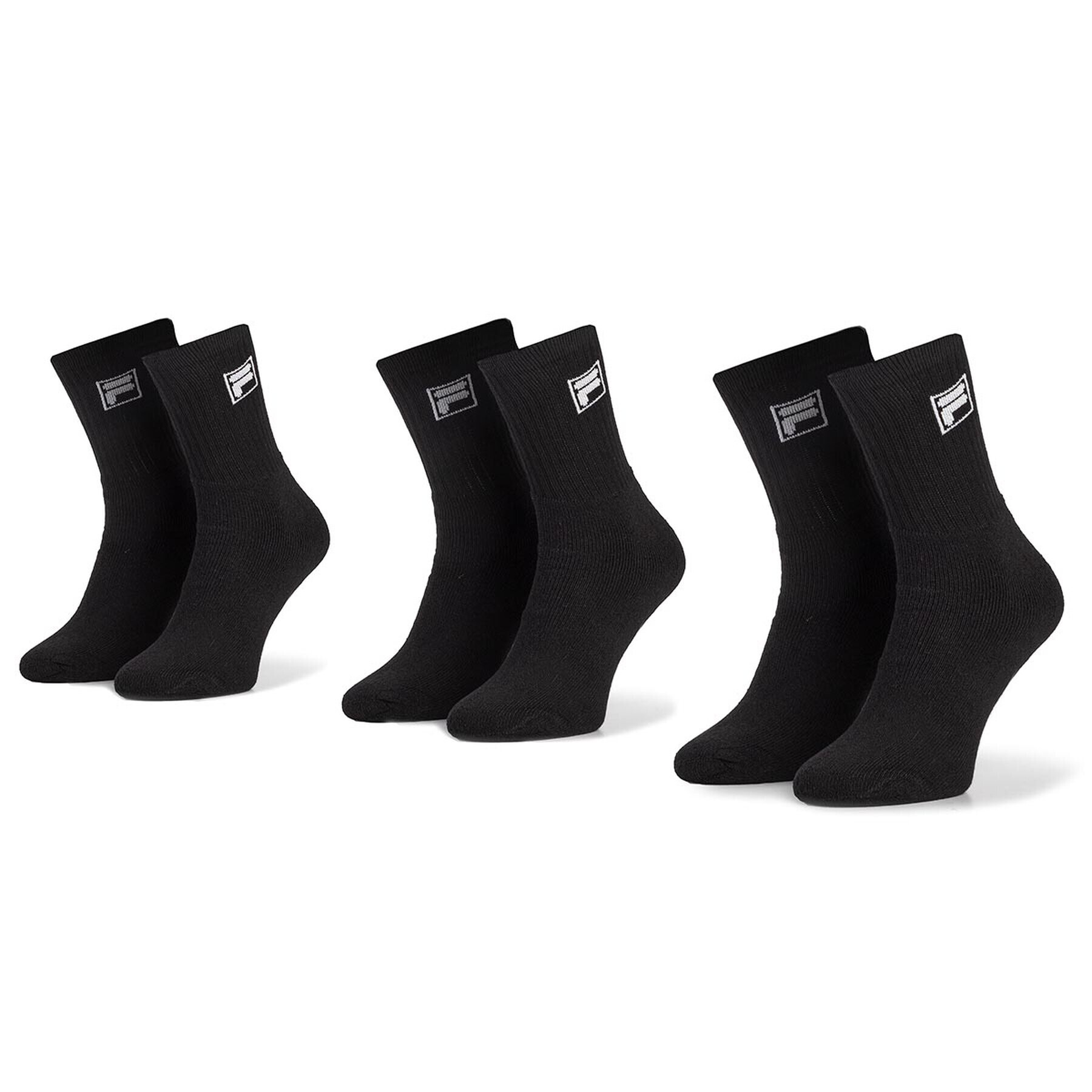 Fila Súprava 3 párov vysokých ponožiek unisex Calza Tennis Socks F9000 Čierna - Pepit.sk