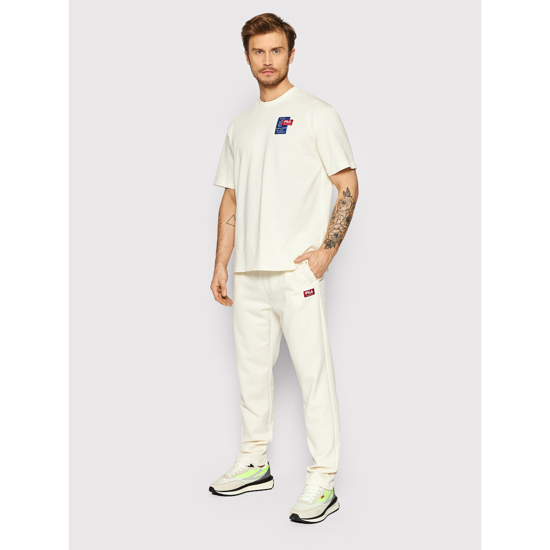 Fila Teplákové nohavice Treviso FAM0019 Béžová Tapered Fit - Pepit.sk