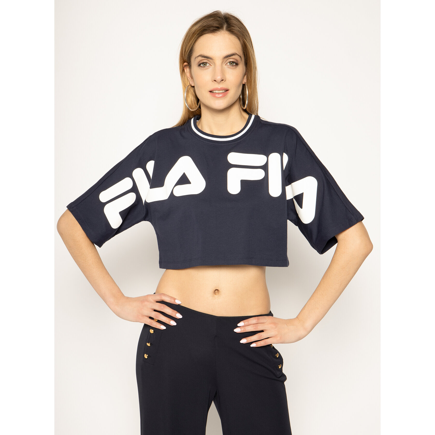 Fila Tričko Barr 687497 Tmavomodrá Cropped Fit - Pepit.sk