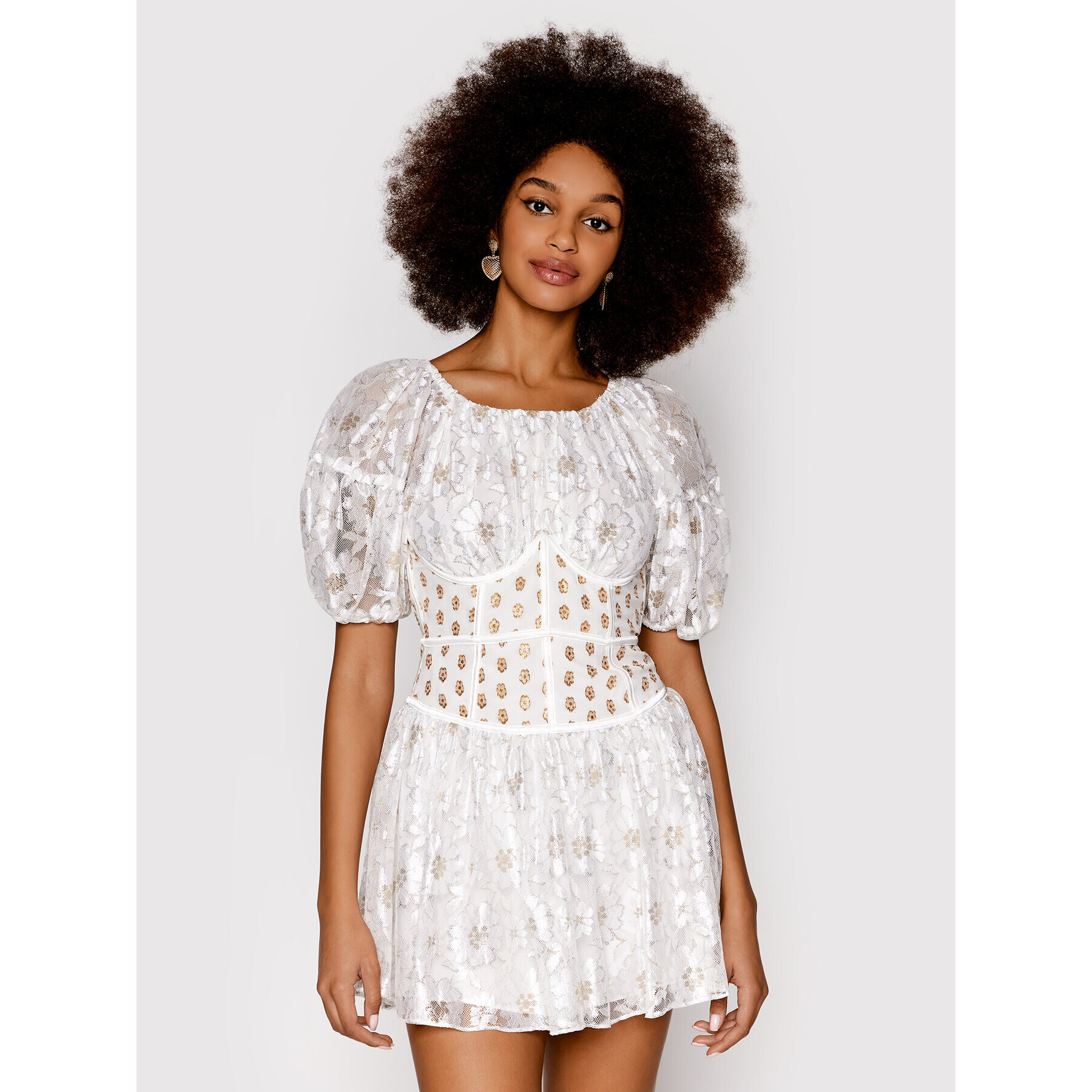 For Love & Lemons Koktejlové šaty Lupita CD2482 Biela Slim Fit - Pepit.sk