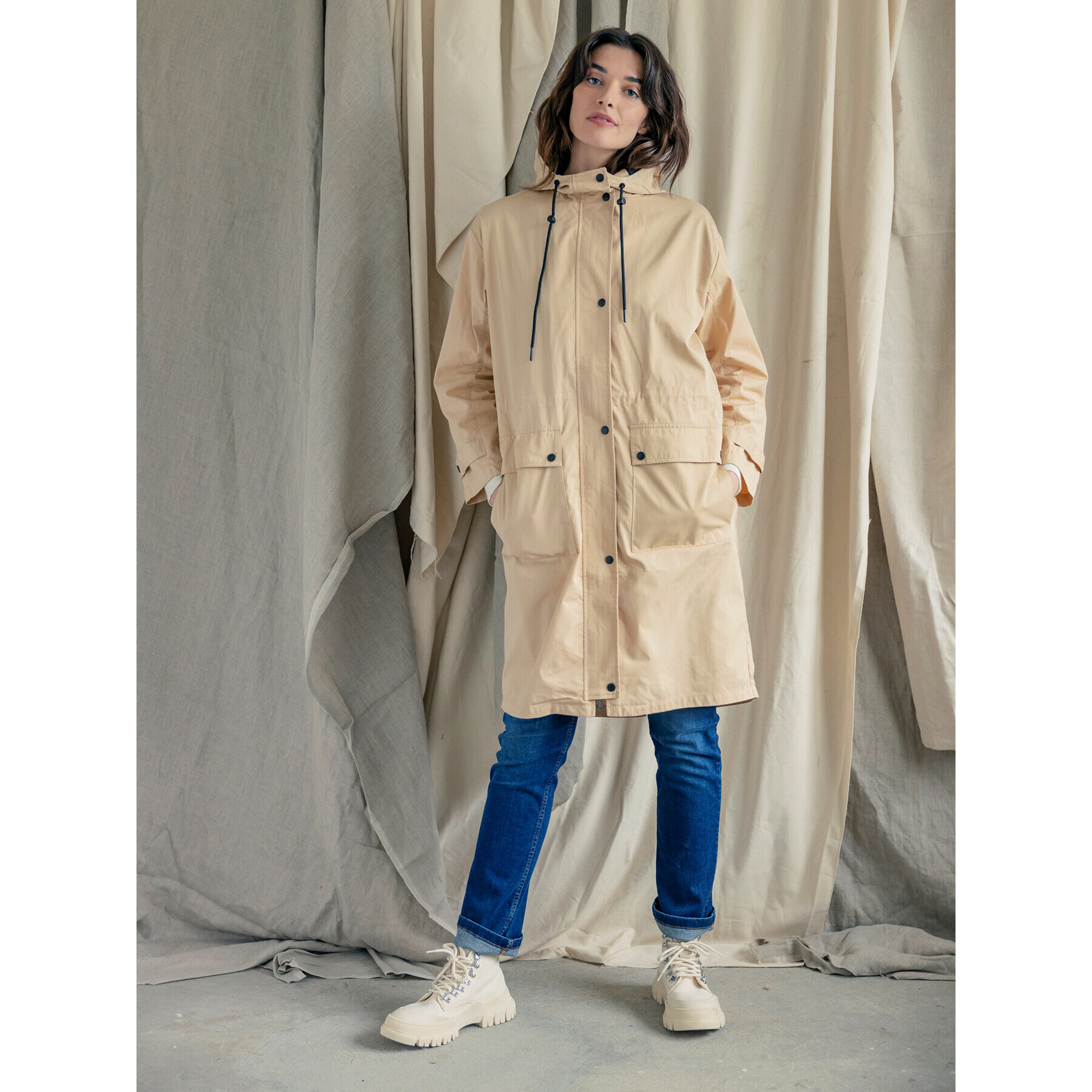 Fransa Parka 20611801 Béžová Relaxed Fit - Pepit.sk