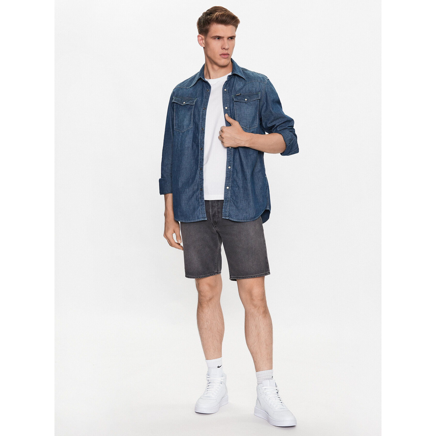 G-Star Raw džínsová košeľa D12698-D311-D891 Modrá Regular Fit - Pepit.sk