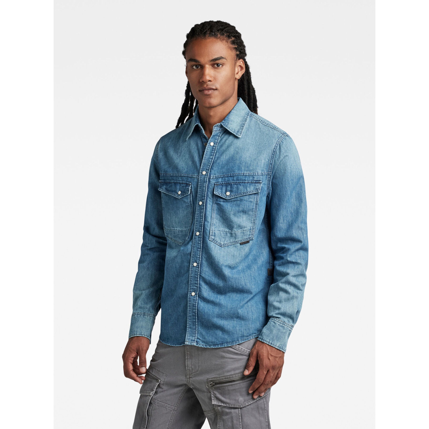 G-Star Raw džínsová košeľa D23006-D303-D890 Modrá Regular Fit - Pepit.sk