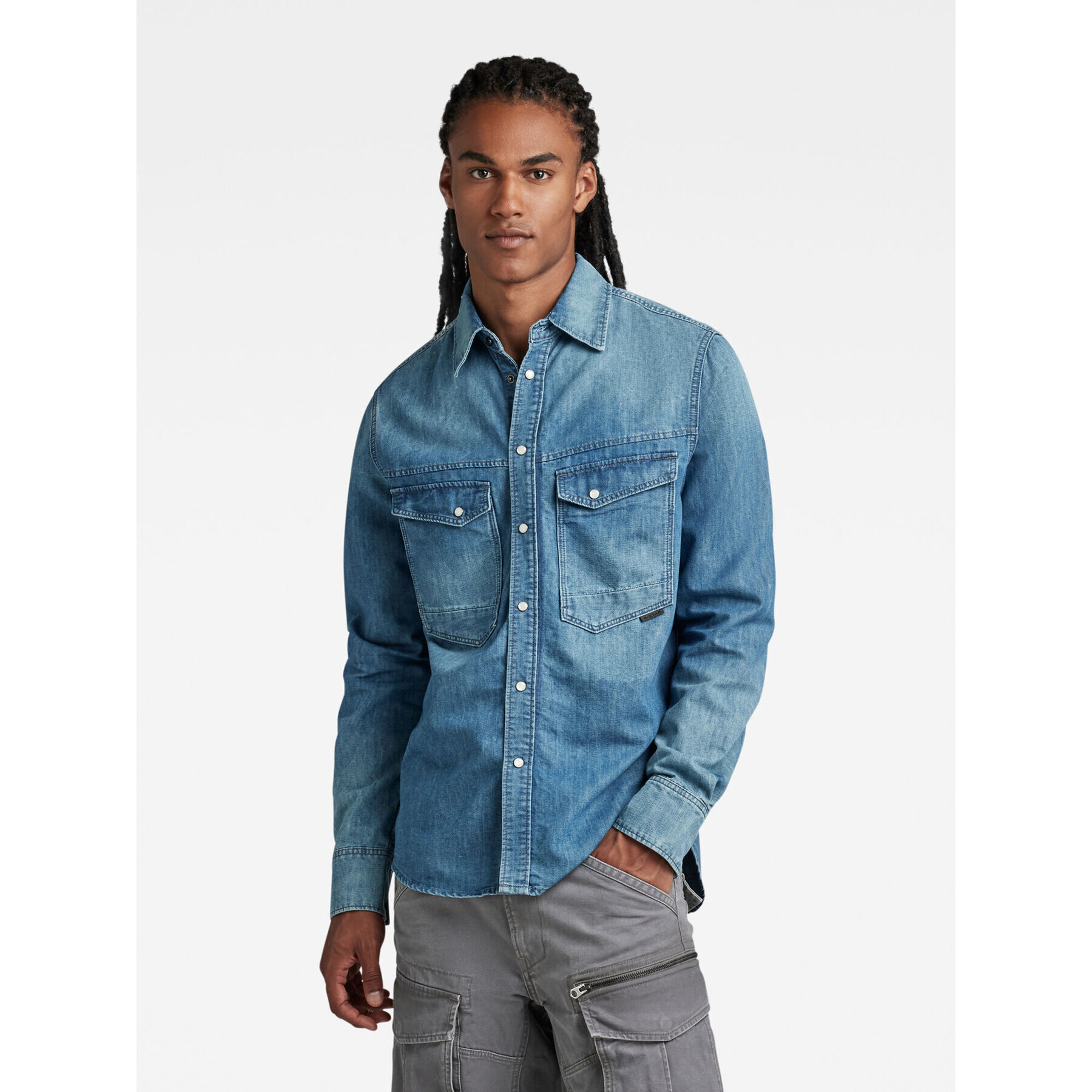 G-Star Raw džínsová košeľa D23006-D303-D890 Modrá Regular Fit - Pepit.sk