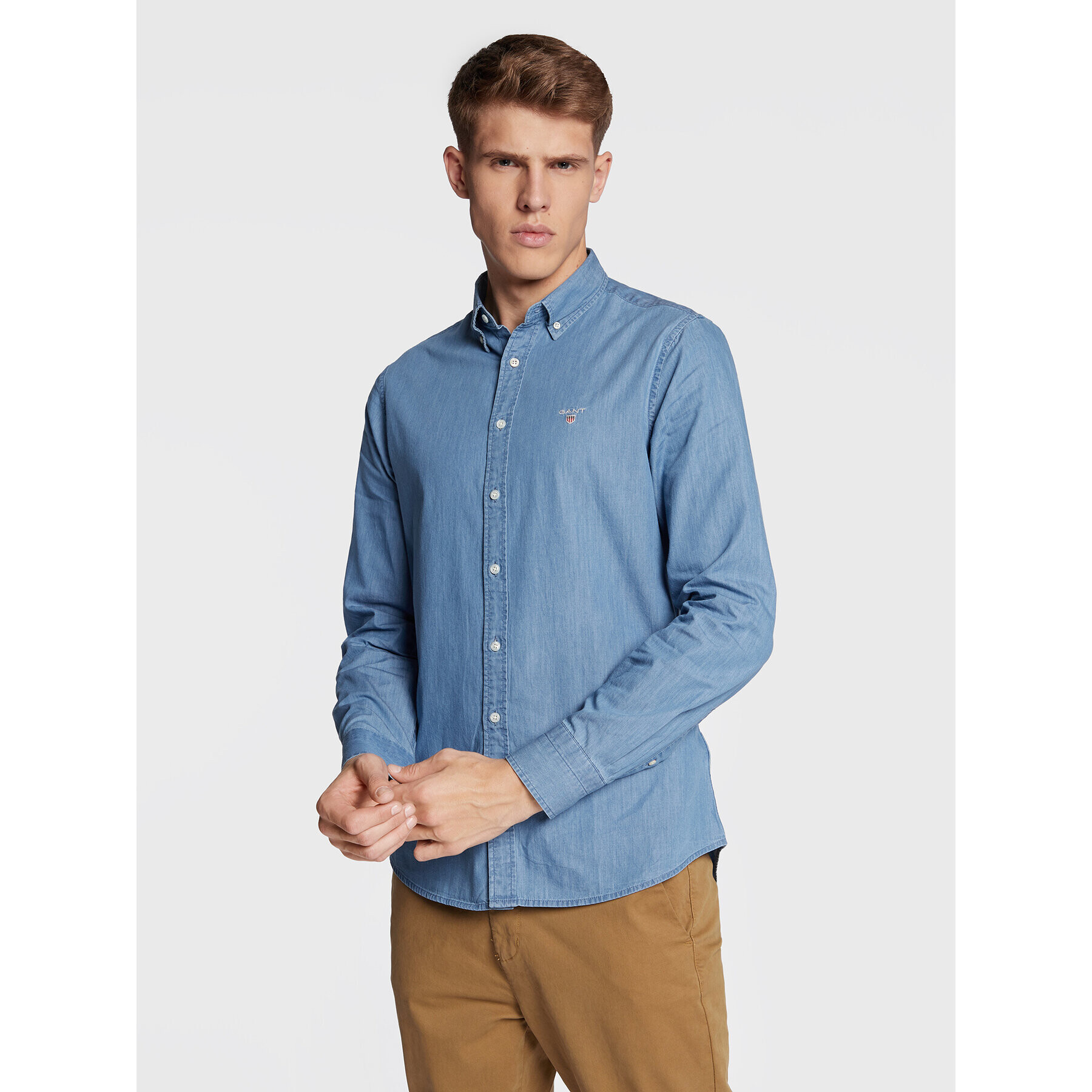 Gant džínsová košeľa Indigo 3040522 Modrá Slim Fit - Pepit.sk