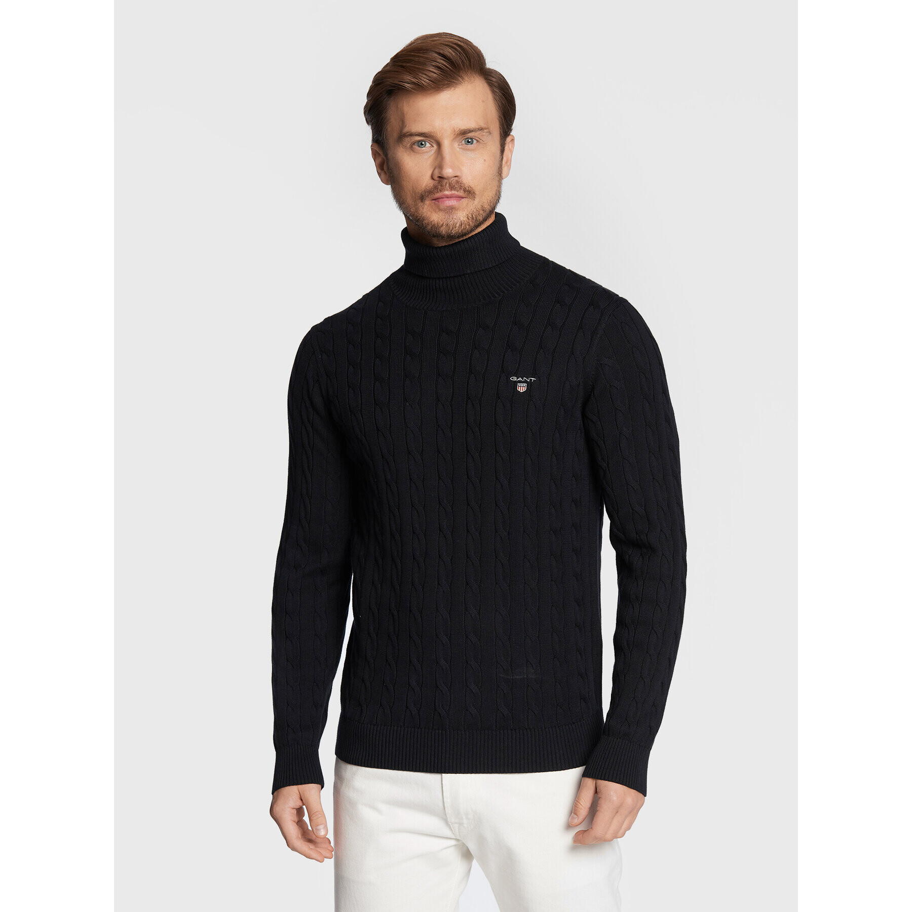 Gant Rolák Cable 8050507 Tmavomodrá Slim Fit - Pepit.sk