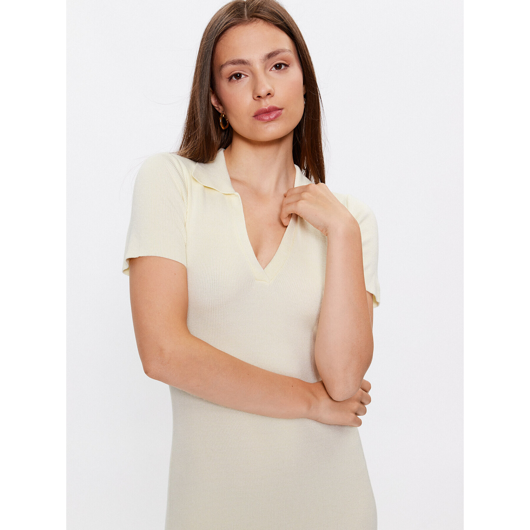 Glamorous Úpletové šaty TM0535 Žltá Slim Fit - Pepit.sk