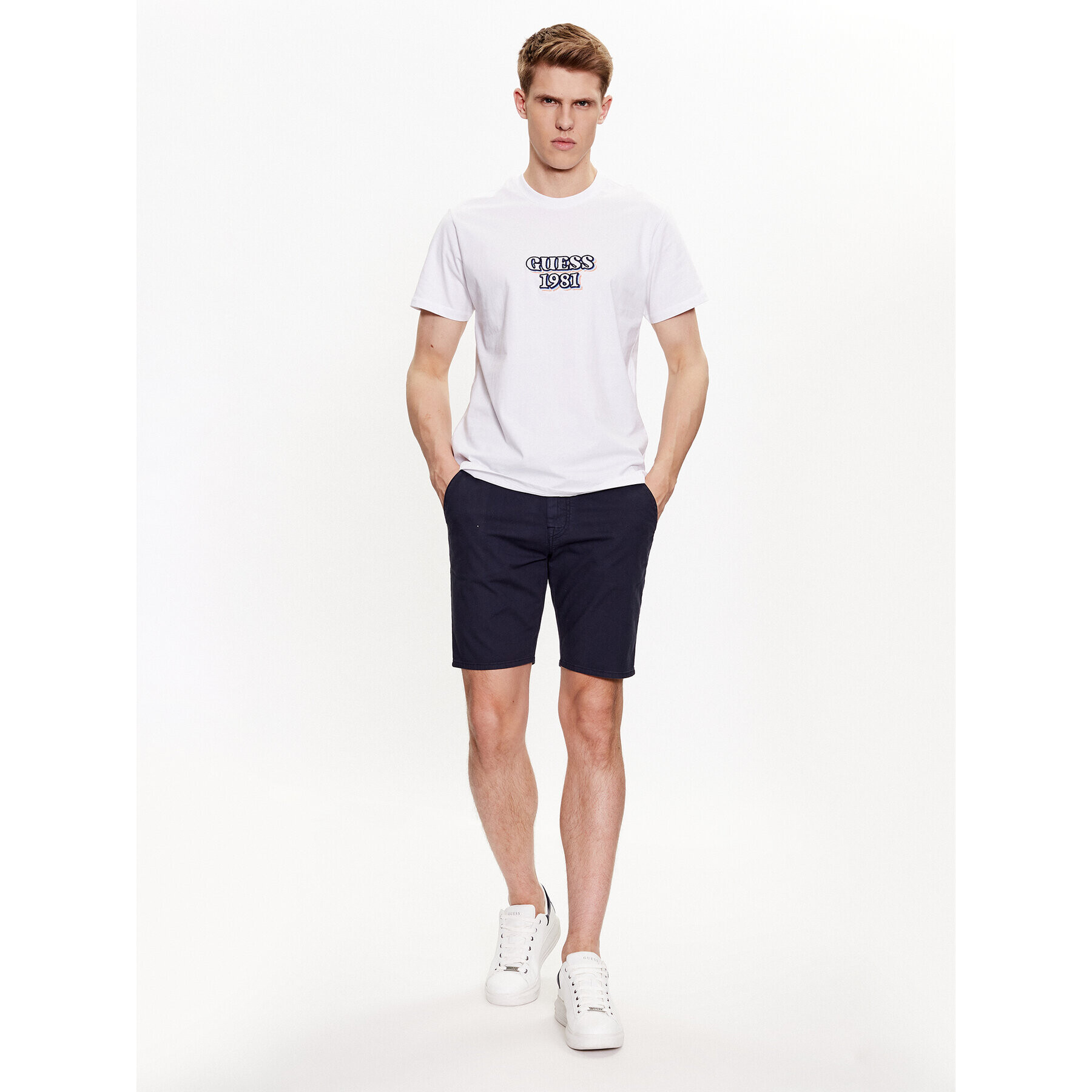 Guess Bavlnené šortky Daniel M3GD05 WFBW3 Tmavomodrá Skinny Fit - Pepit.sk