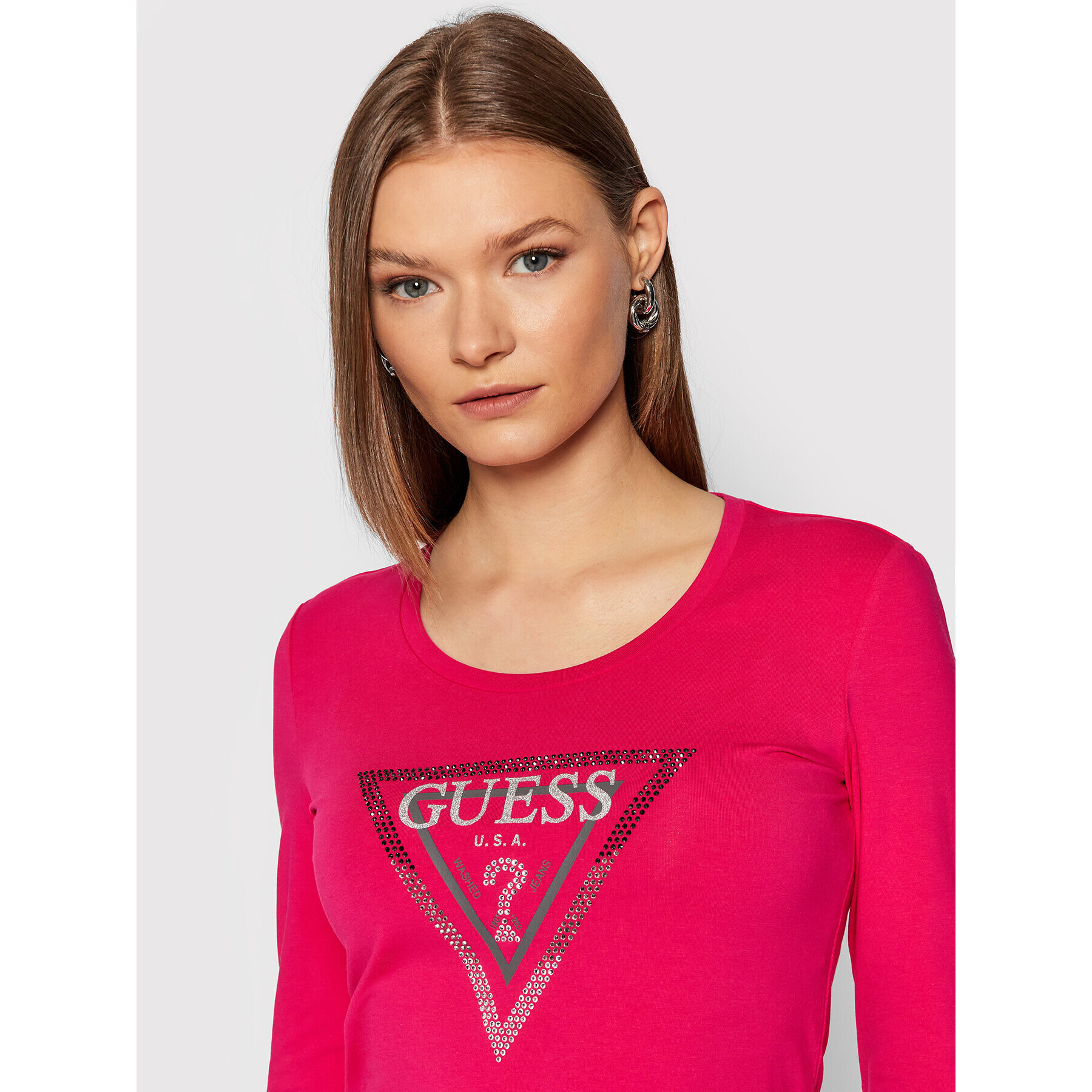 Guess Blúzka Amalur W1BI47 J1311 Ružová Regular Fit - Pepit.sk