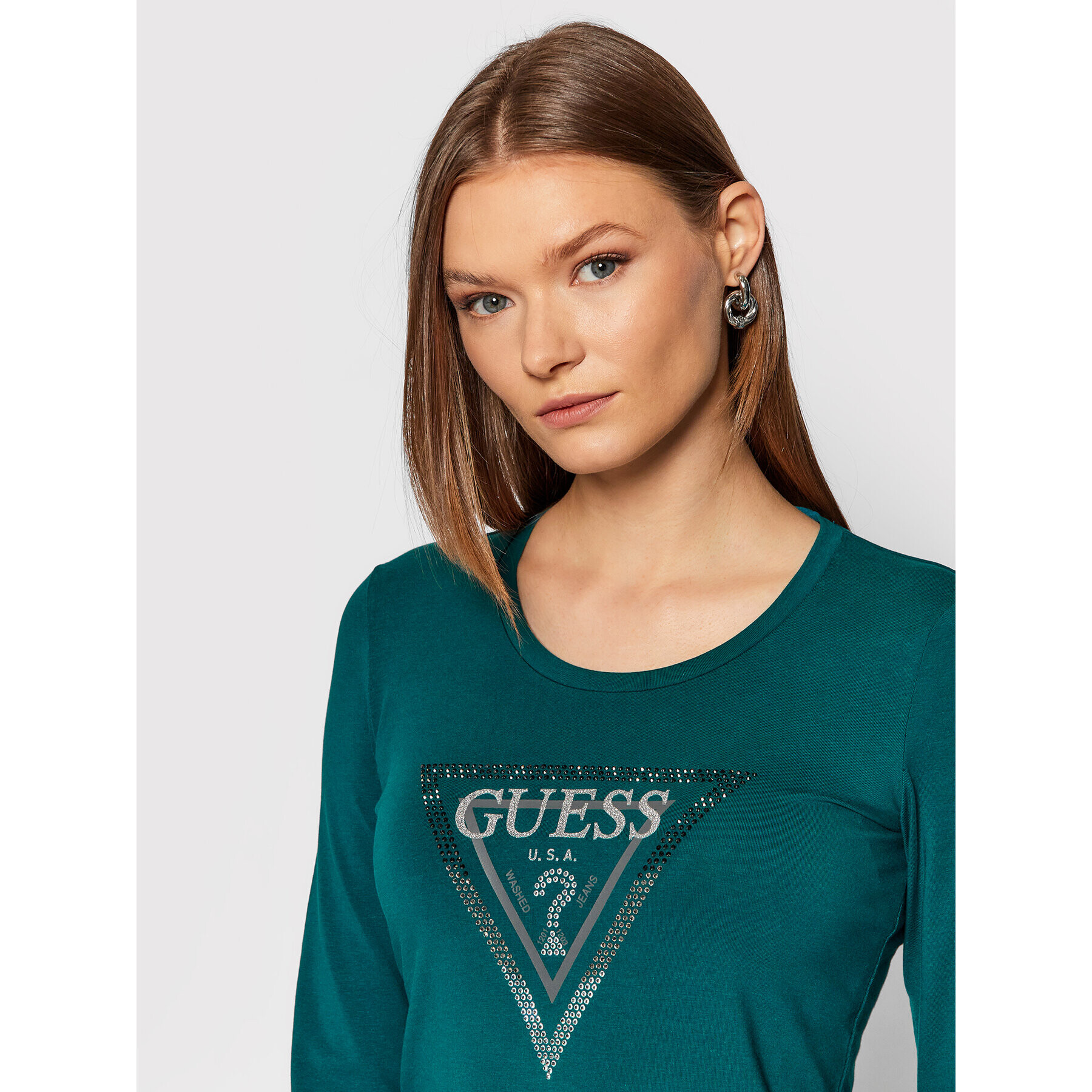 Guess Blúzka Amalur W1BI47 J1311 Zelená Regular Fit - Pepit.sk