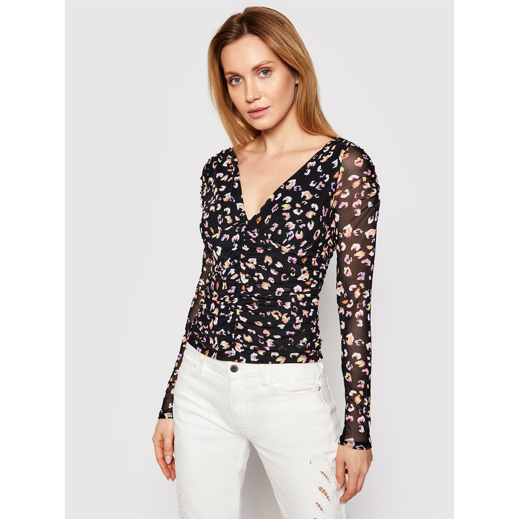 Guess Blúzka Faye W1GP19 K2X51 Čierna Slim Fit - Pepit.sk