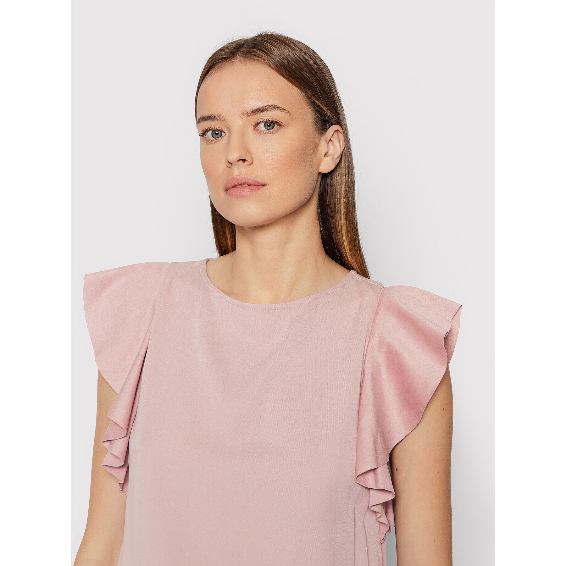 Guess Blúzka Frill Sleeve W2RH22 WEAE2 Ružová Regular Fit - Pepit.sk