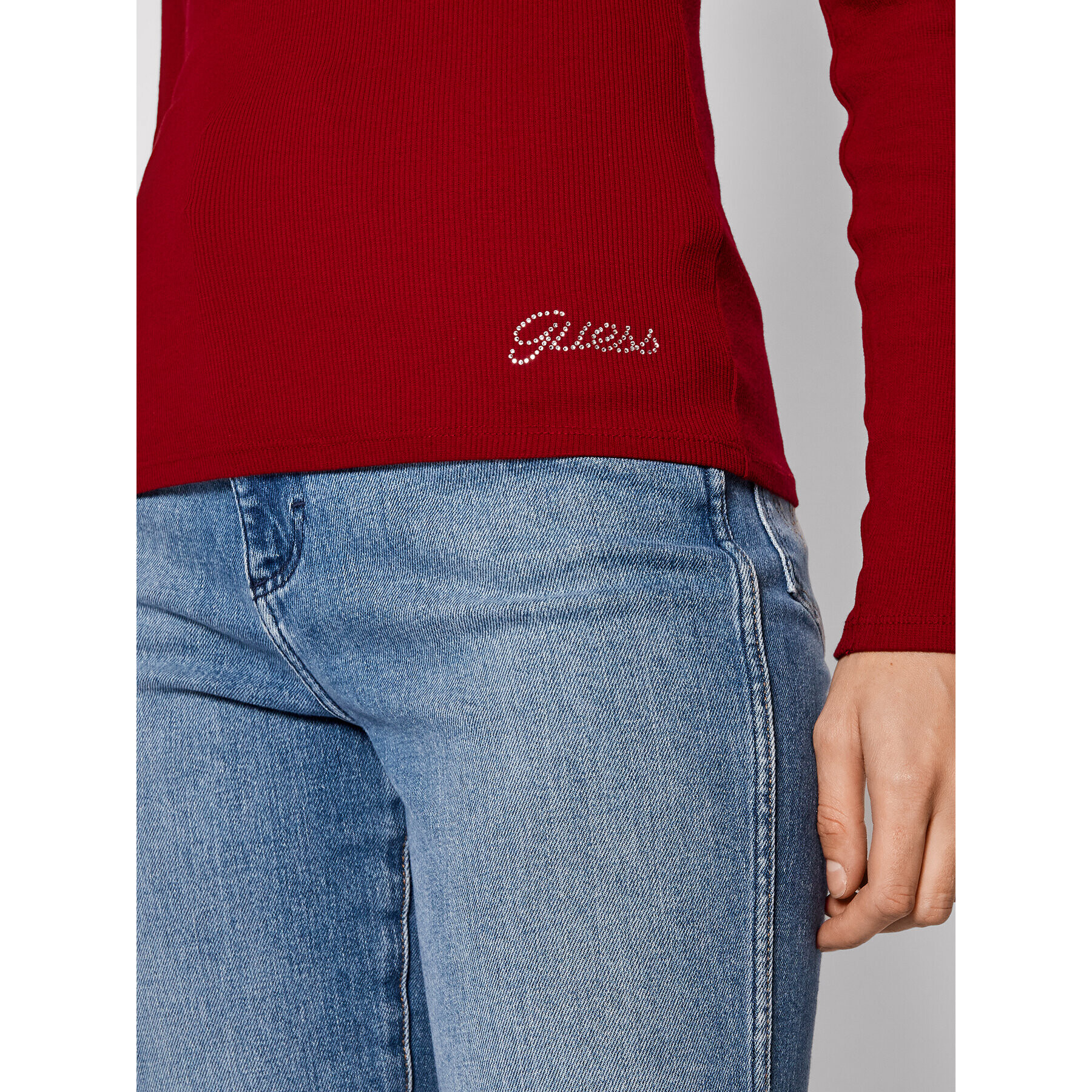 Guess Blúzka Henley W0BP1S R9I51 Bordová Slim Fit - Pepit.sk