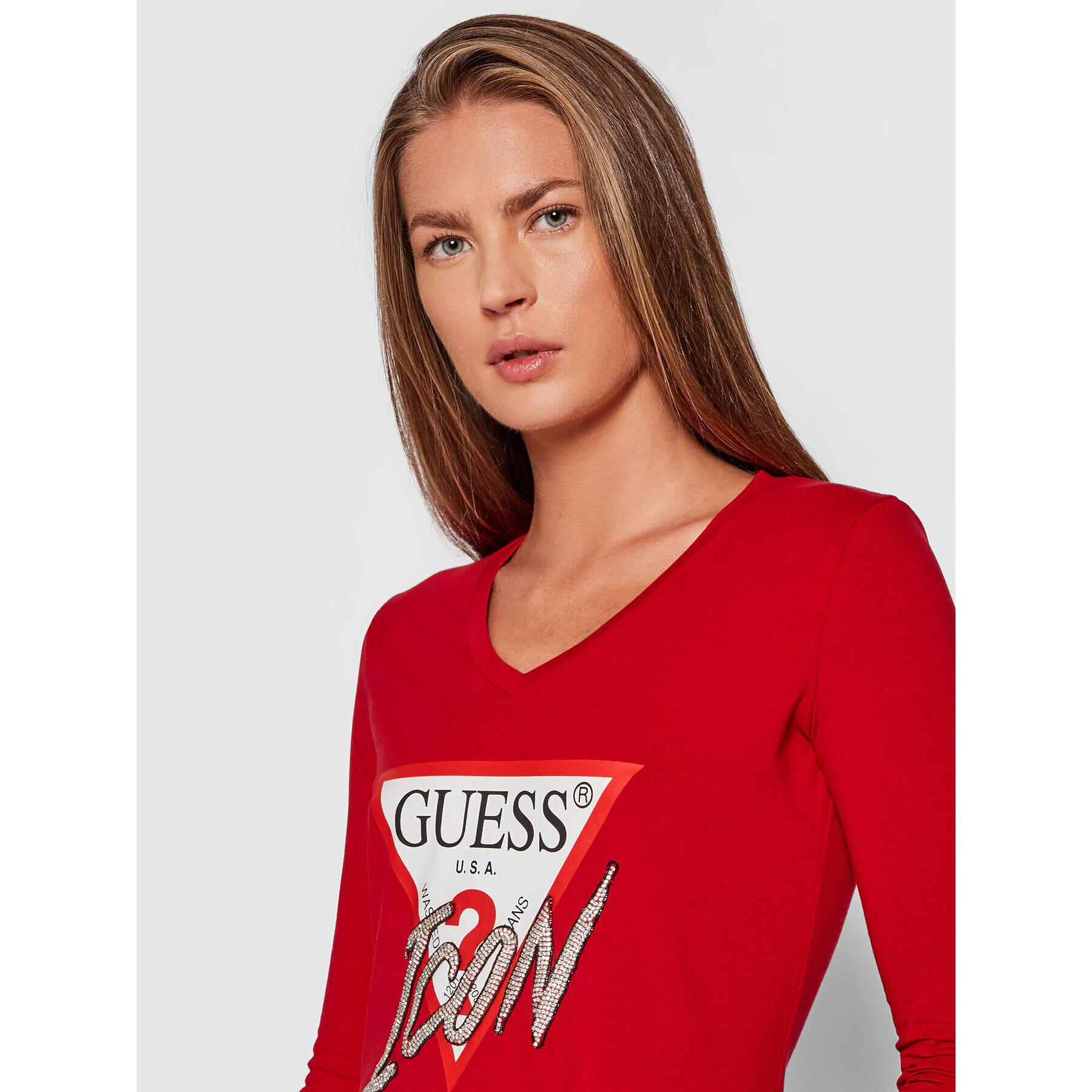 Guess Blúzka Icon W1BI21 J1311 Červená Regular Fit - Pepit.sk