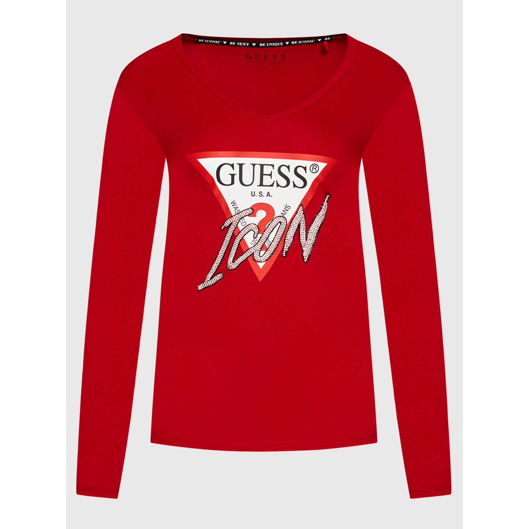 Guess Blúzka Icon W1BI21 J1311 Červená Regular Fit - Pepit.sk