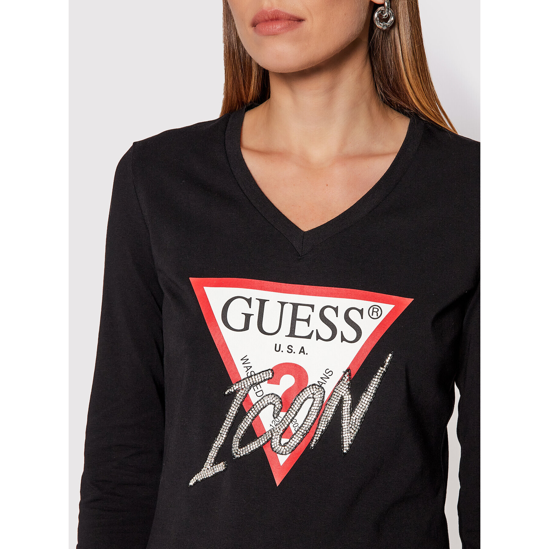 Guess Blúzka Icon W1BI21 J1311 Čierna Regular Fit - Pepit.sk