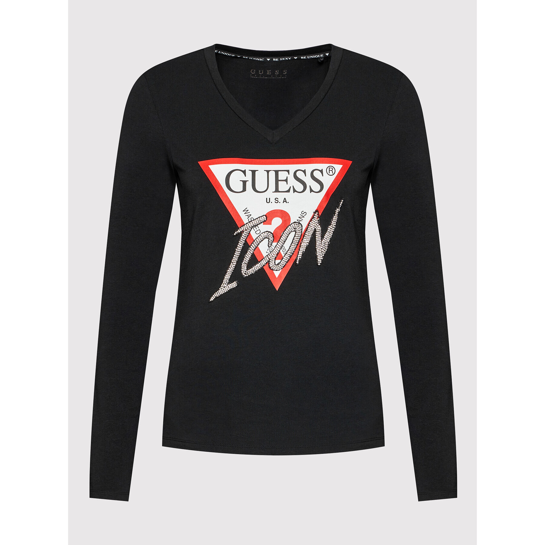 Guess Blúzka Icon W1BI21 J1311 Čierna Regular Fit - Pepit.sk