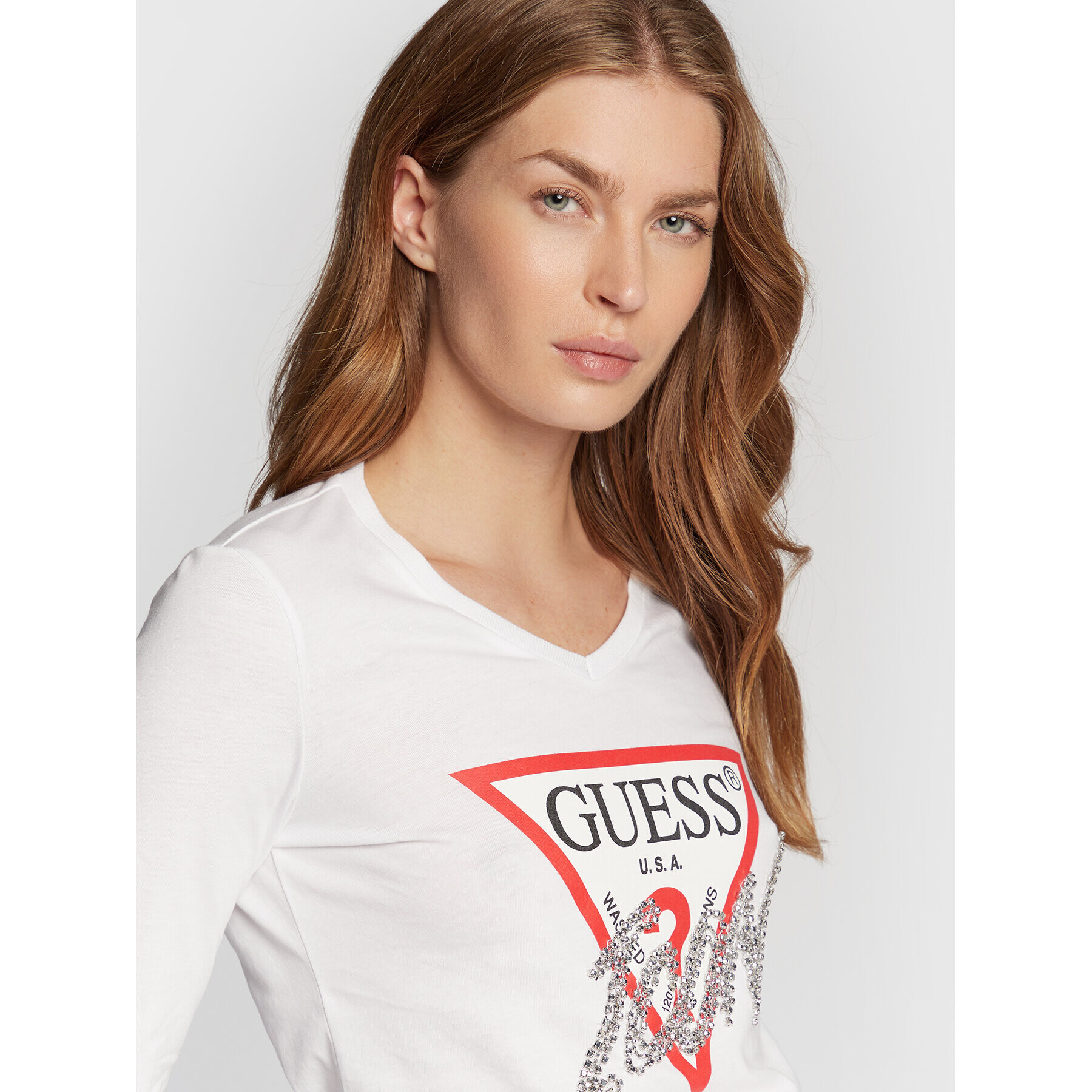 Guess Blúzka Icon W2BI39 I3Z13 Biela Regular Fit - Pepit.sk